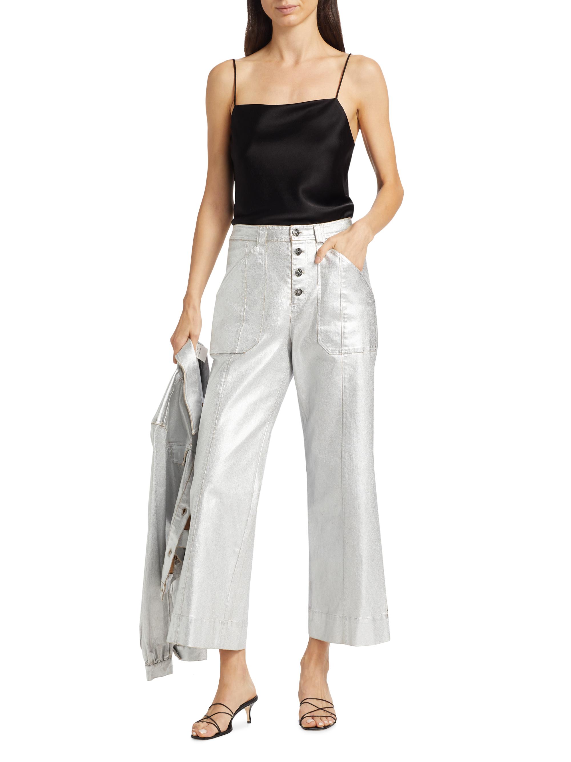 Cinq à Sept Benji Textured Foil Flare Pants | Saks Fifth Avenue