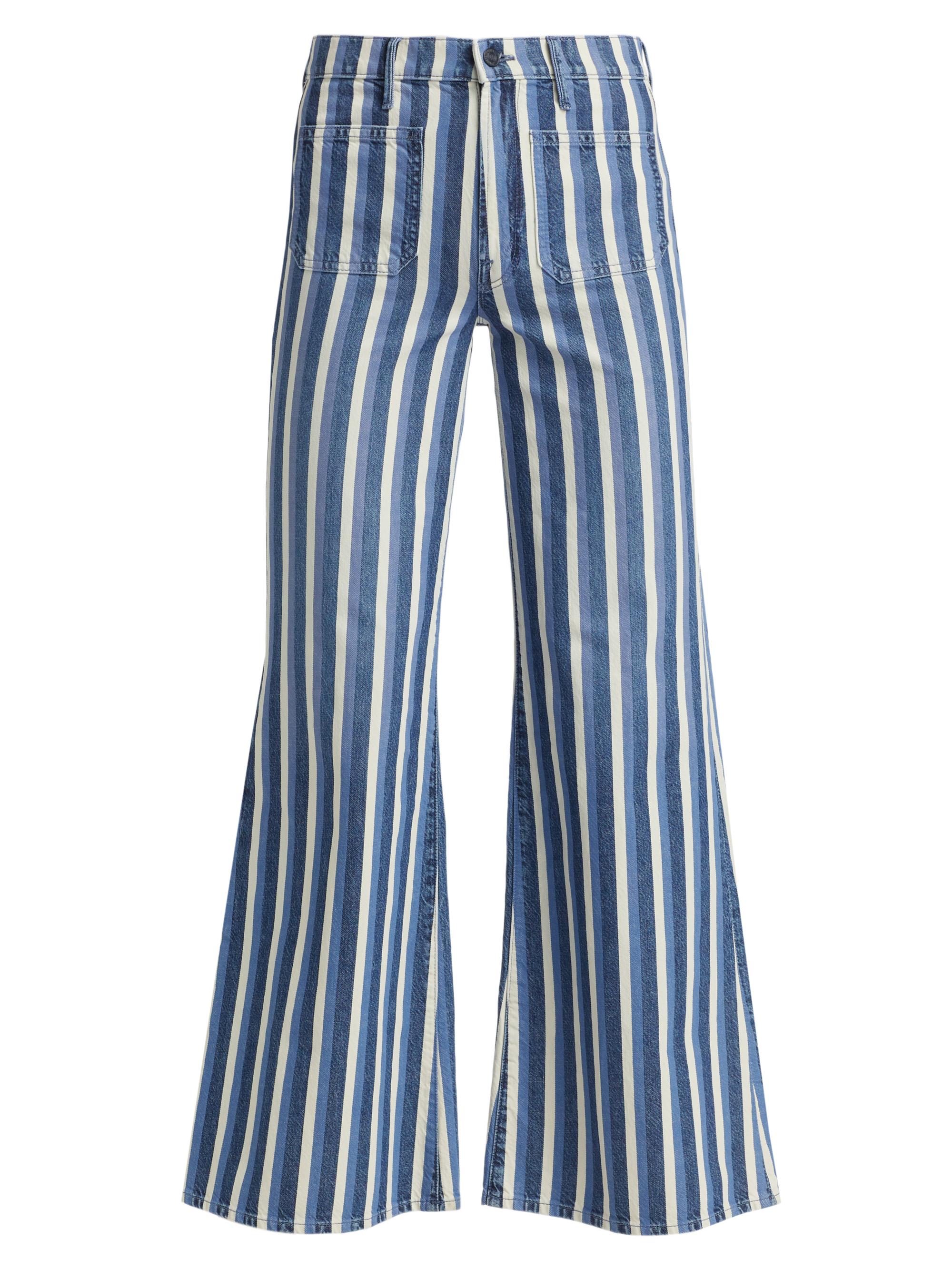 Mother Women's Twister Sneak Striped Wide-Leg Jeans - Following Up