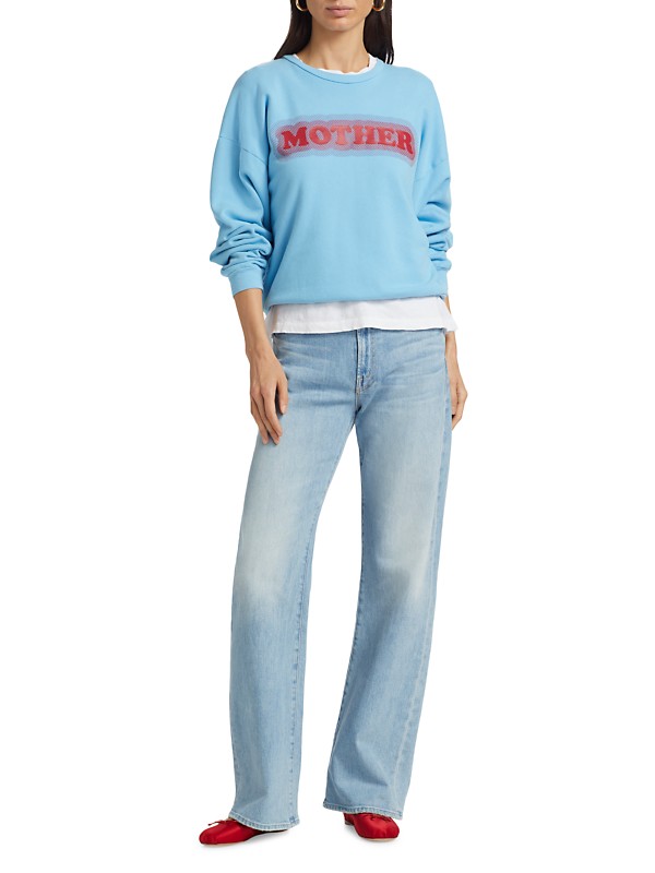 Shop Mother The Drop Square Logo Cotton Sweatshirt | Saks Shop Mother The Drop Square Logo Cotton Sweatshirt | Saks