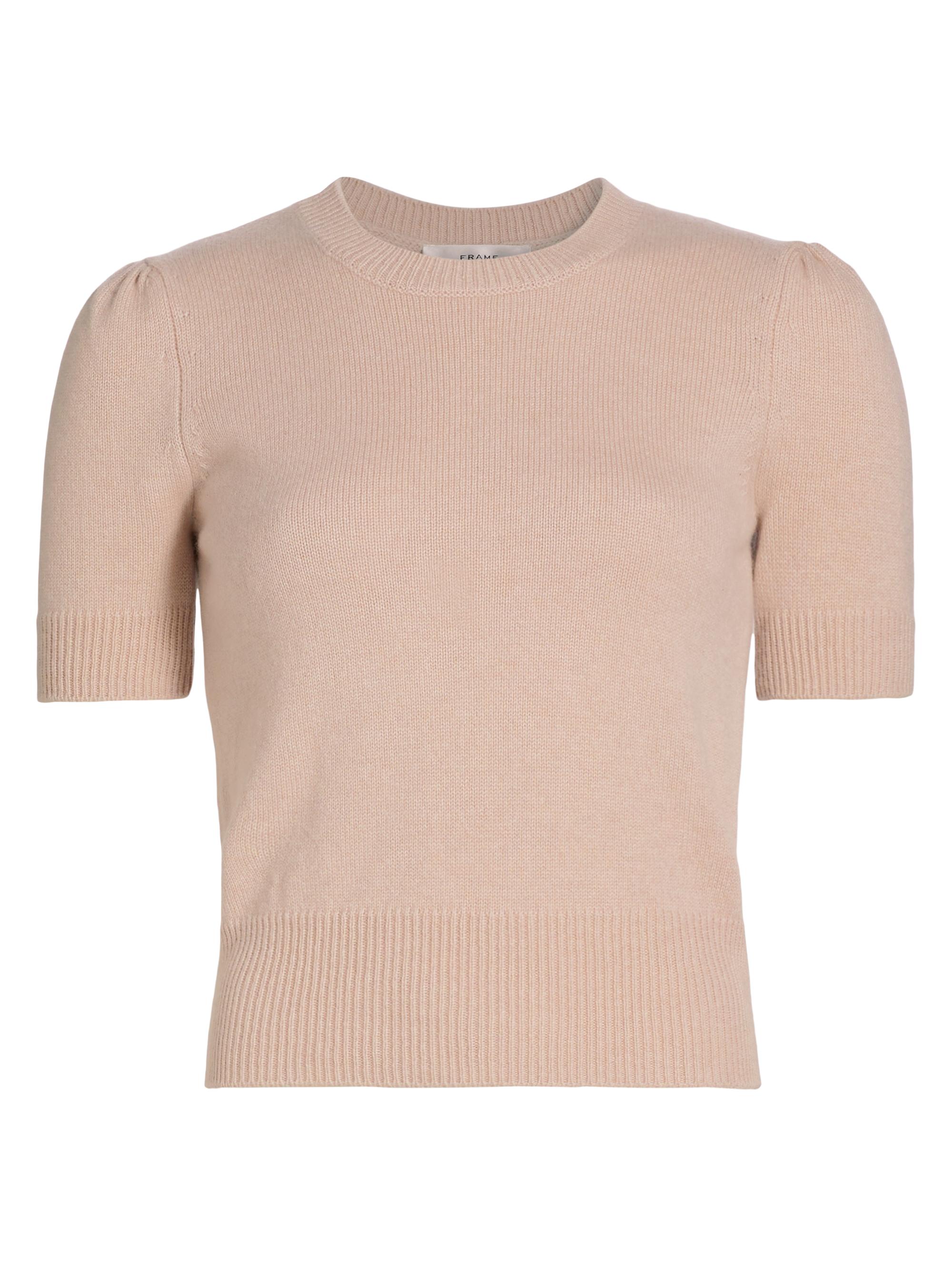 Frame Women's Ruched-Sleeve Cashmere Sweater - Almond Pink