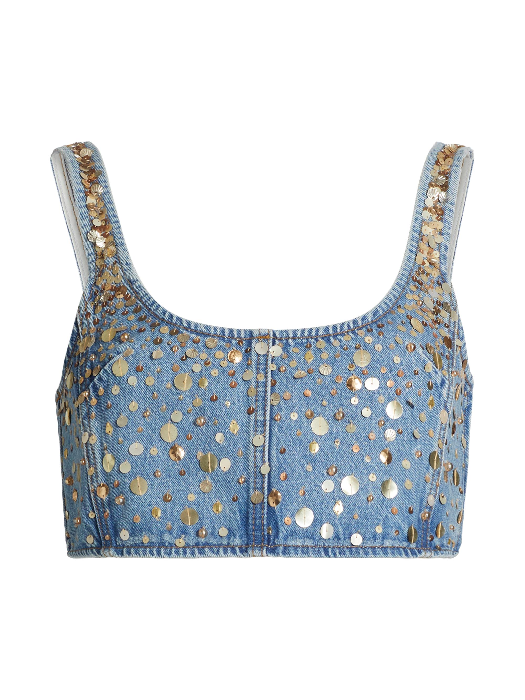 Frame Women's The Champagne Gold Embellished Top - Gold Embellished