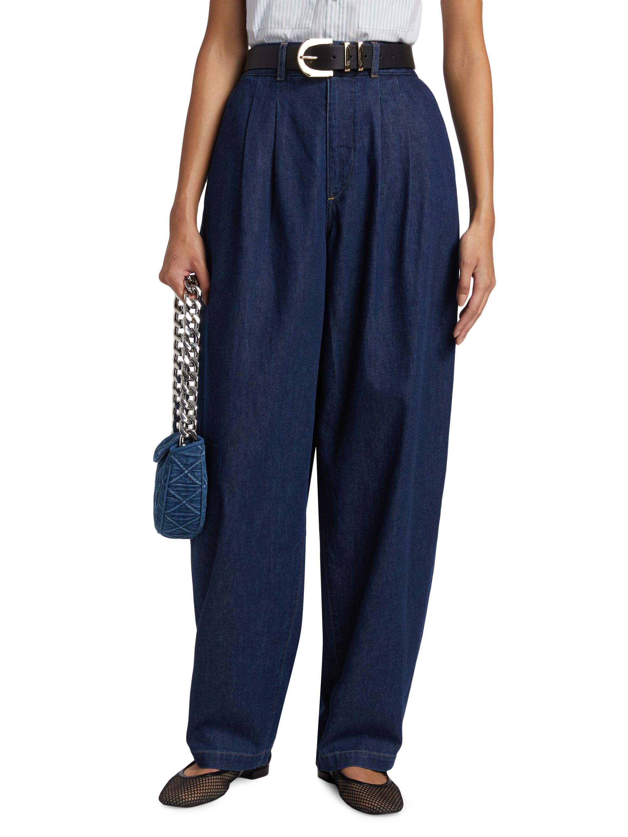 Frame The Tapered Pleated Denim Trousers | Saks Fifth Avenue