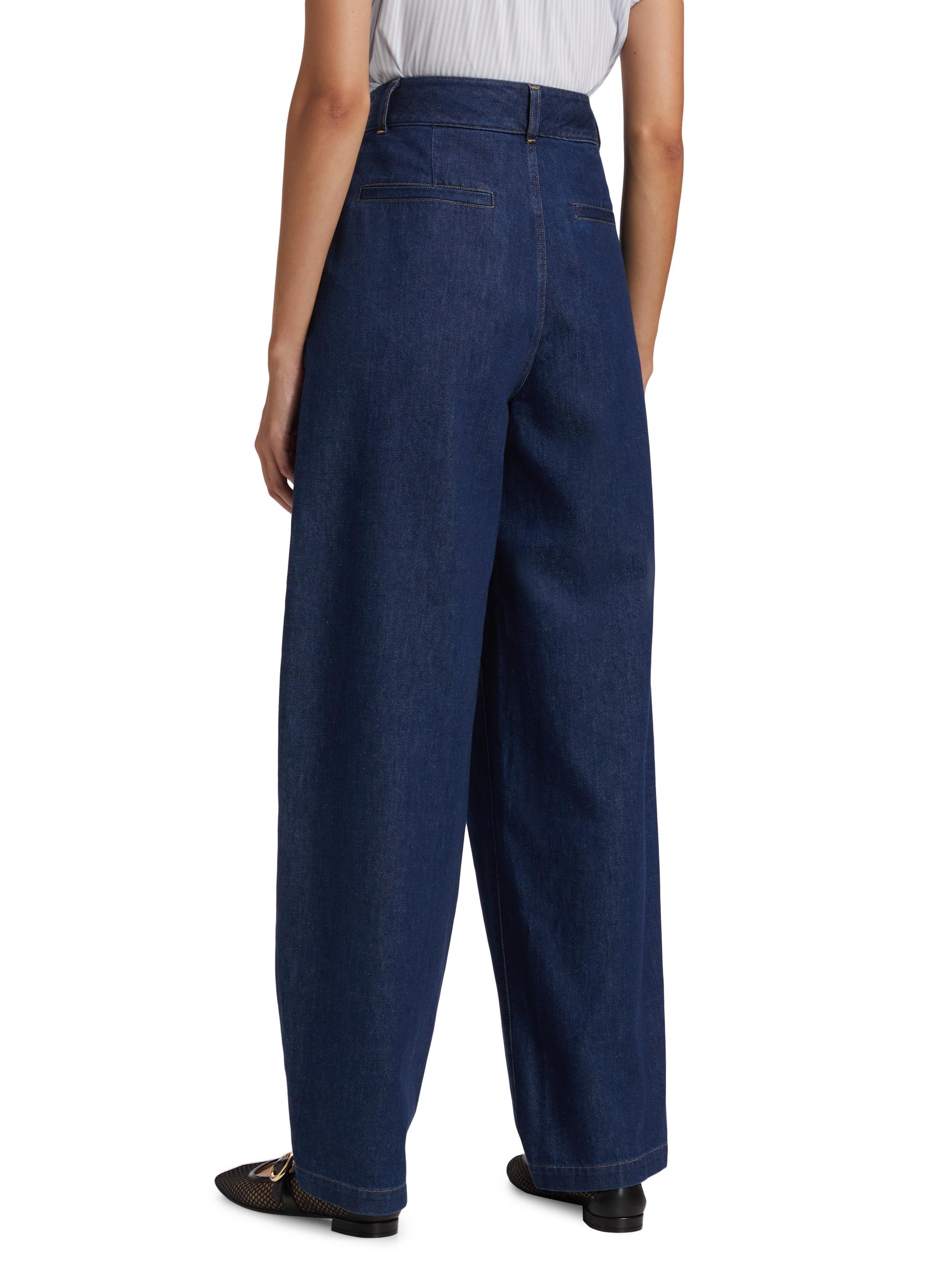 Frame The Tapered Pleated Denim Trousers | Saks Fifth Avenue