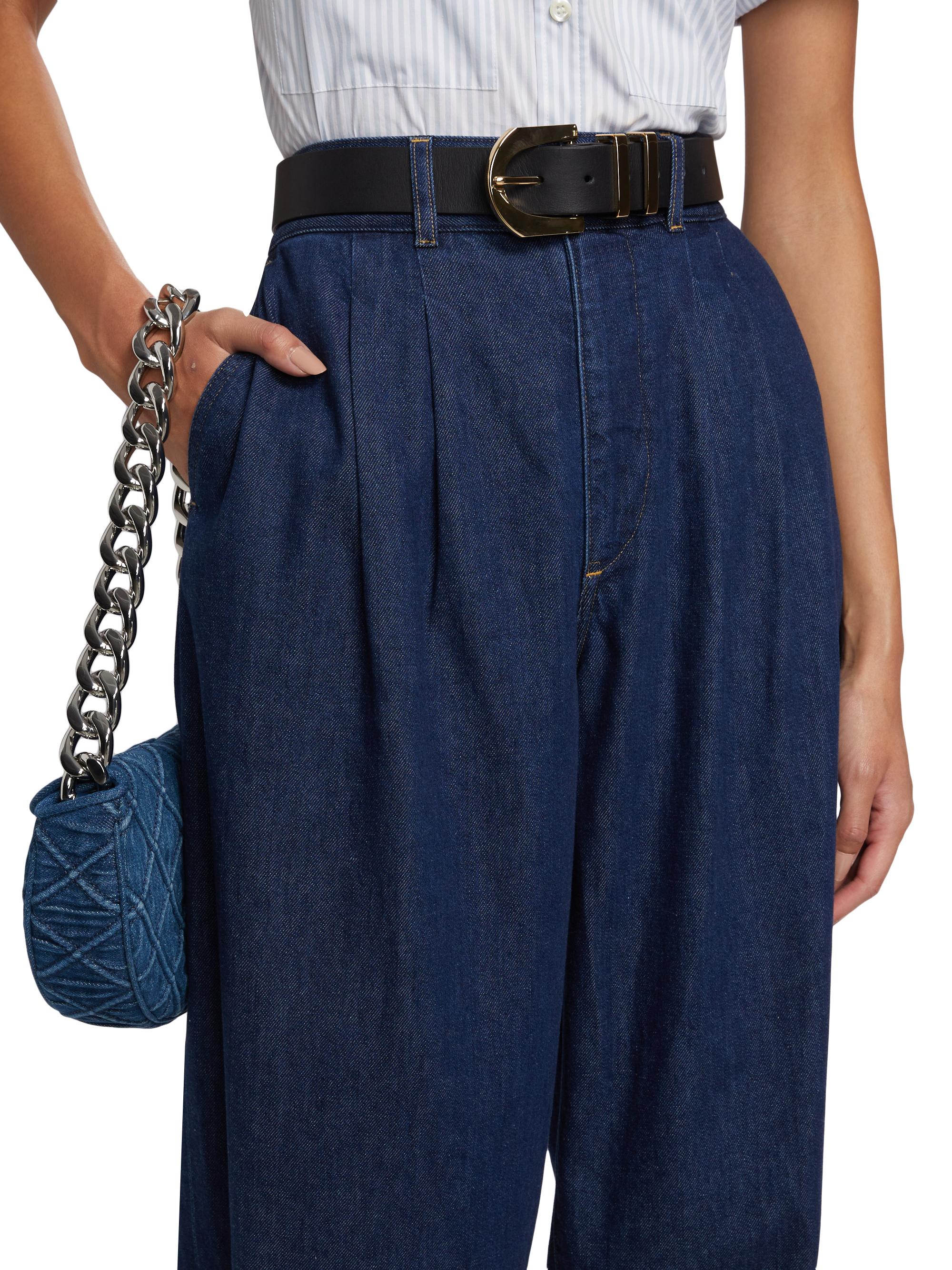 Frame The Tapered Pleated Denim Trousers | Saks Fifth Avenue