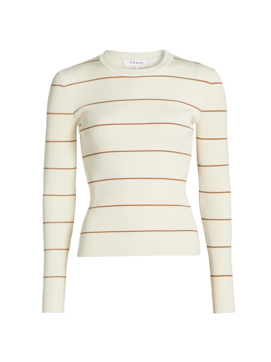 Frame Striped Rib-Knit Crewneck Sweater | Saks Fifth Avenue