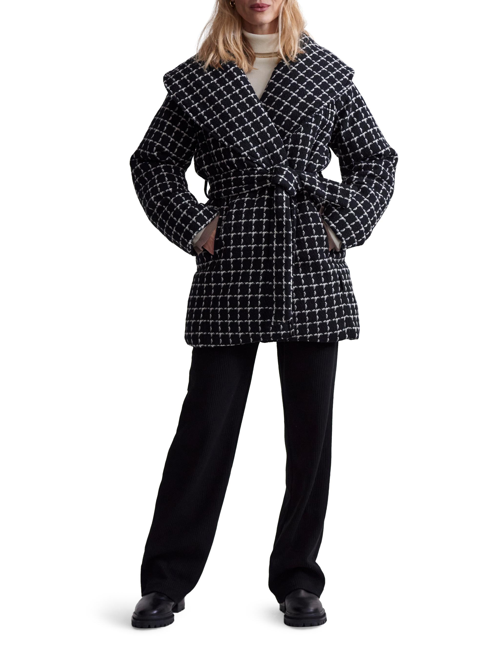 Varley Women's Milla Checked Wool Wrap Jacket - Black Mono Check
