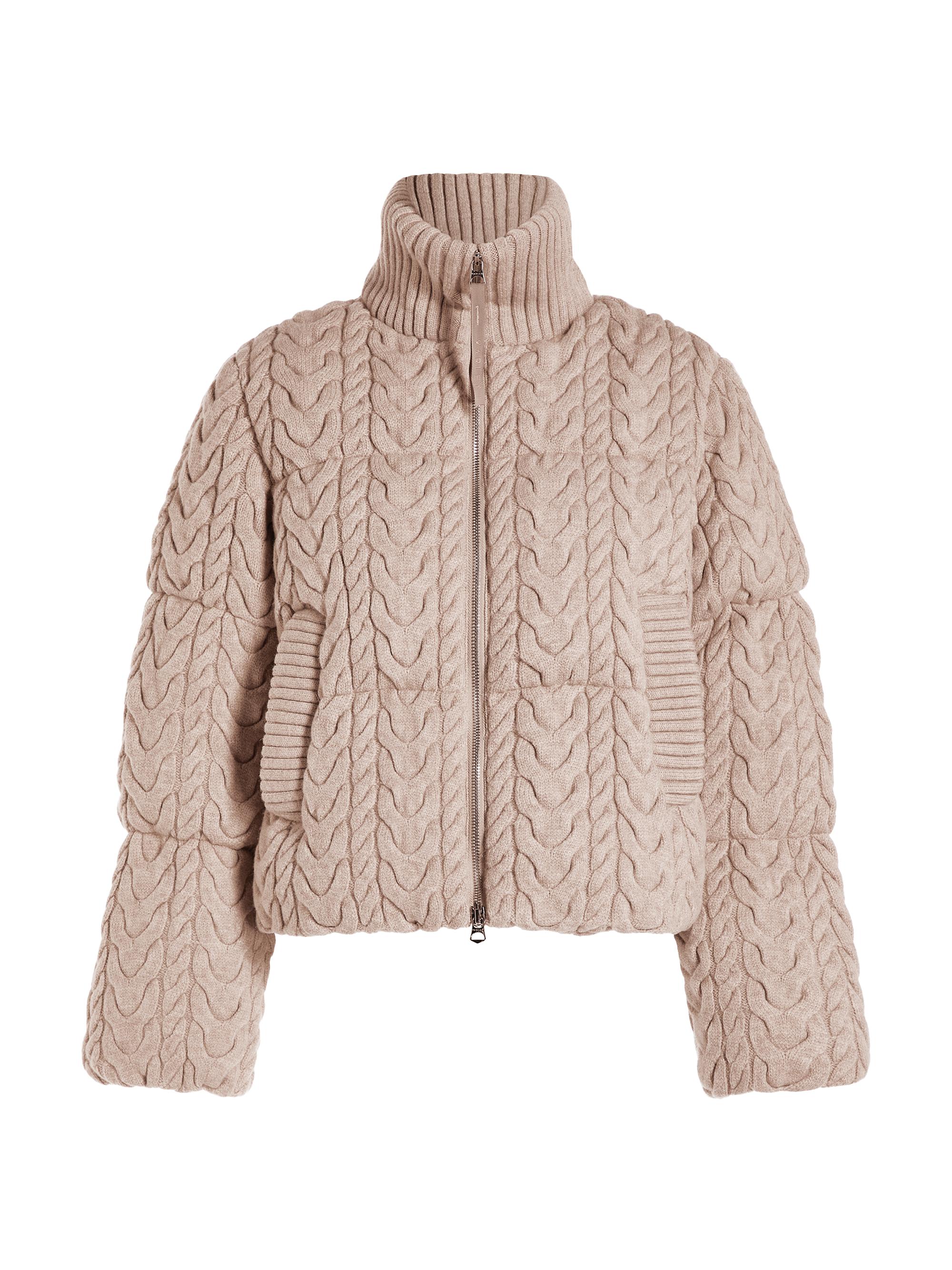 Varley Women's Reggie Cable-Knit Puffer Coat - Light Taupe