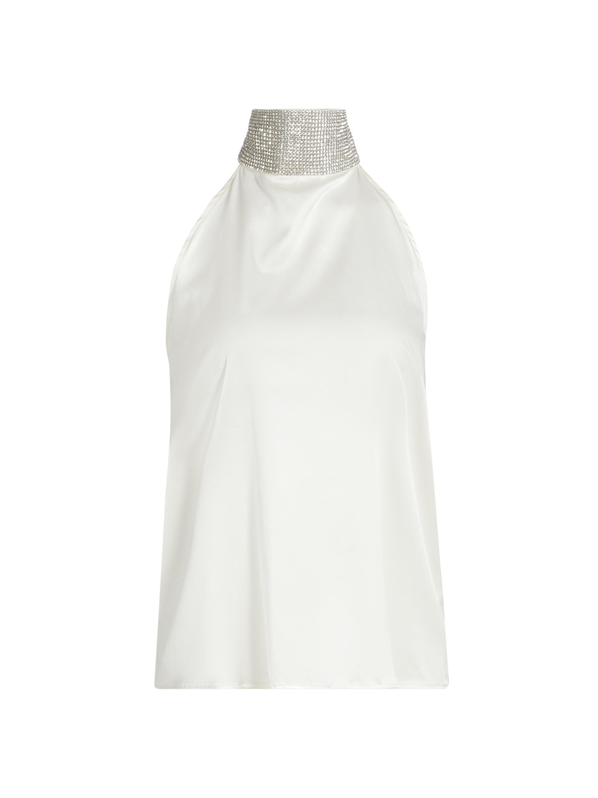 Generation Love Women's Kylan Crystal-Embellished Satin Sleeveless Blouse - White Clear