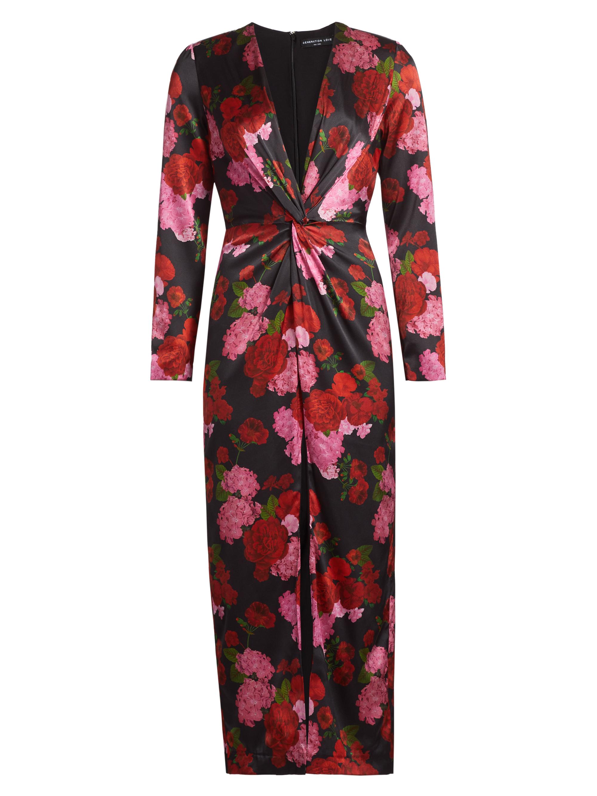 Generation Love Women's Silvanna Floral Satin Maxi Dress - Floral Fantasy Red - Women's Clothing