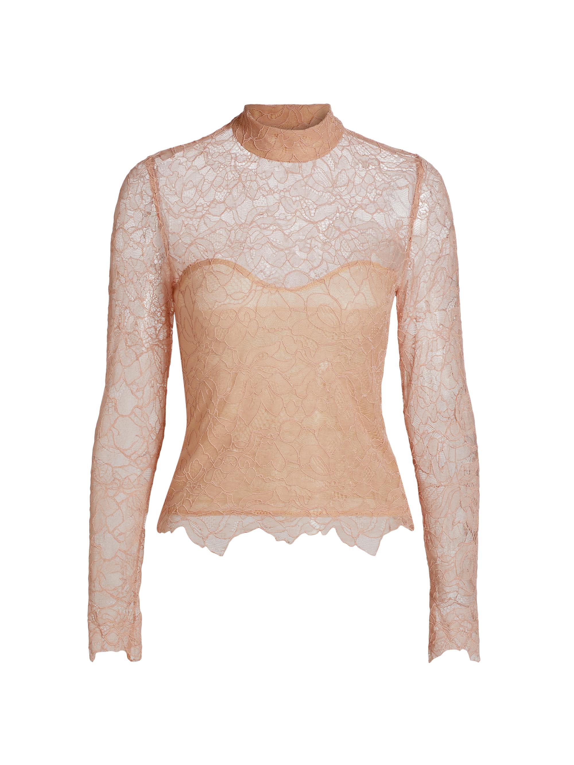Generation Love Tyla Floral-Mesh Turtleneck Top | Saks Fifth Avenue