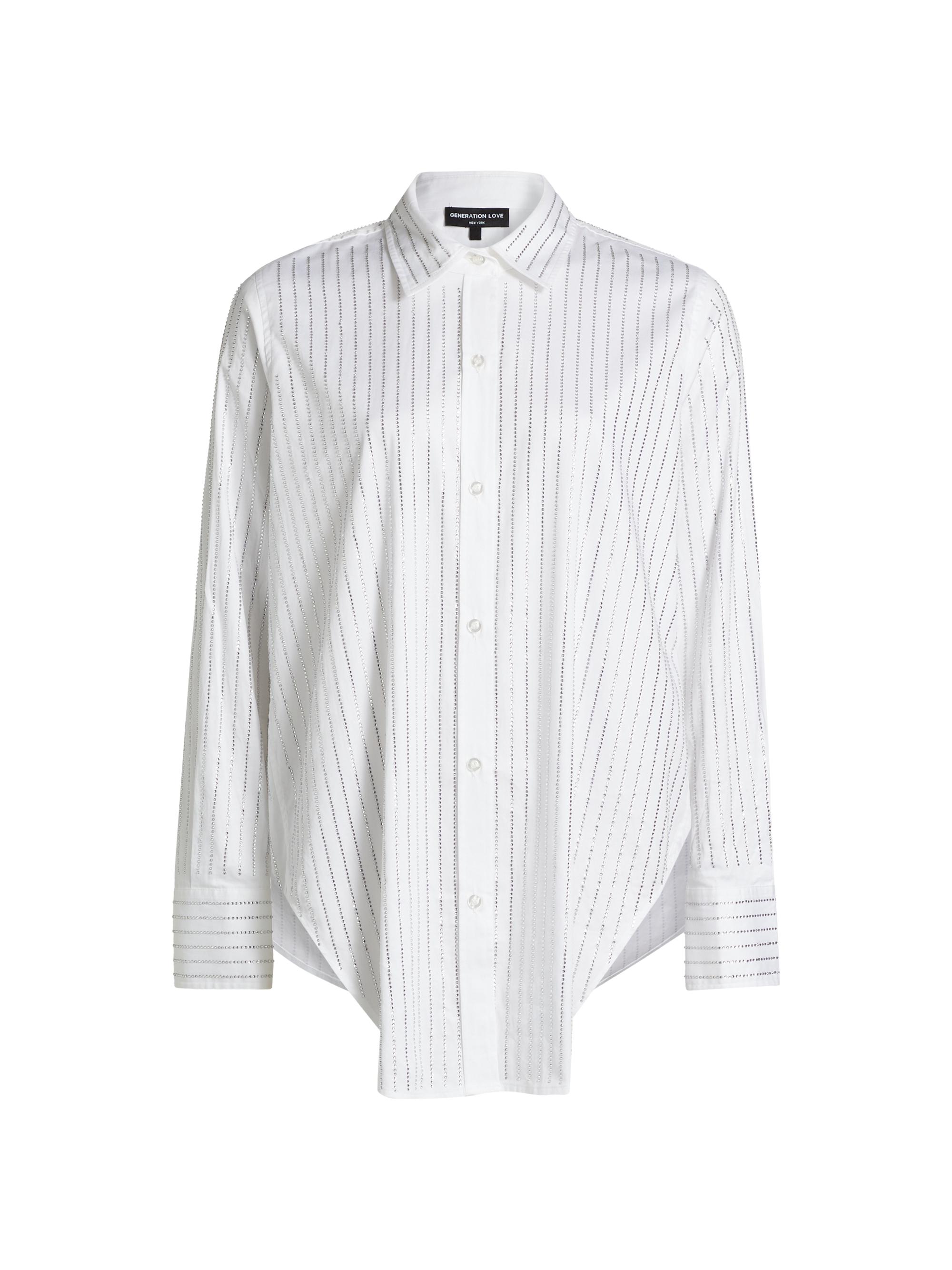 Generation Love Women's Marc Crystal Poplin Shirt - White Clear