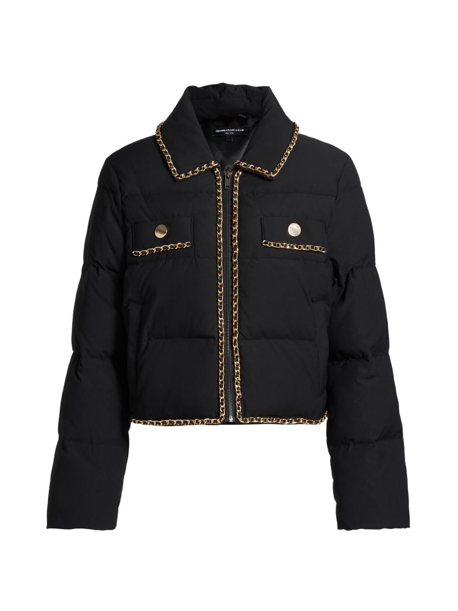 Generation Love Aniston Chain-Trim Puffer Jacket | Saks