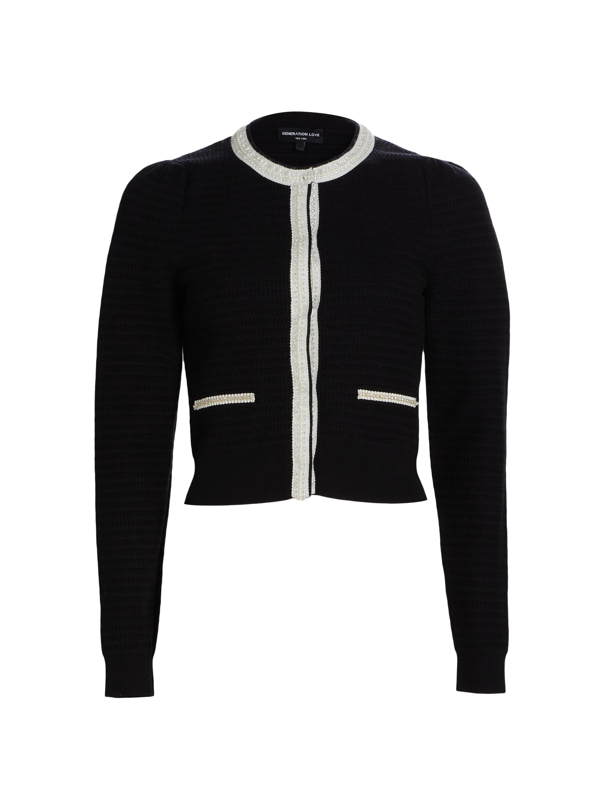 Generation Love Women's Leonora Beaded Knit Cardigan - Black