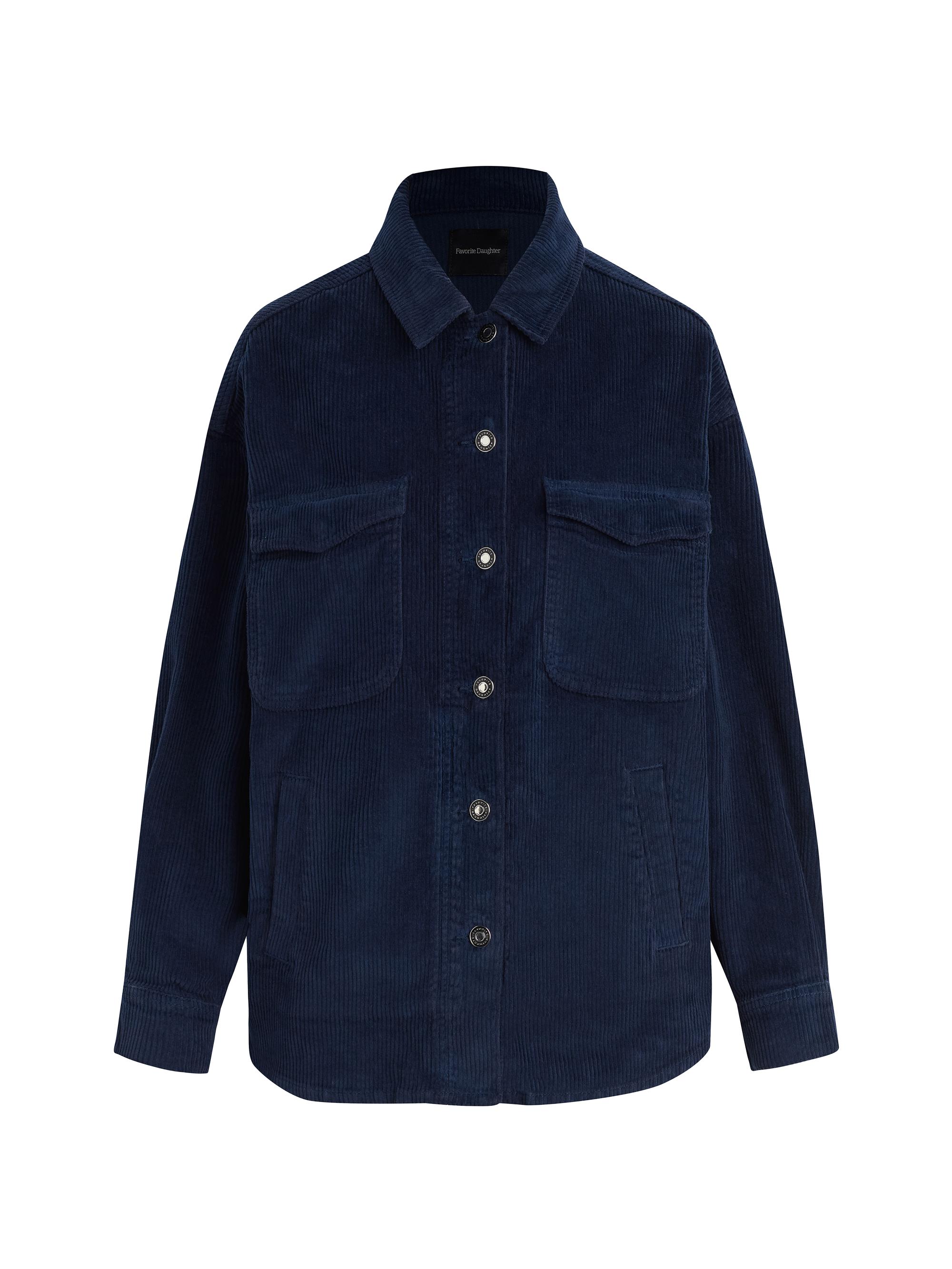 Favorite Daughter Women's The Dad Corduroy Button-Front Shacket - Navy