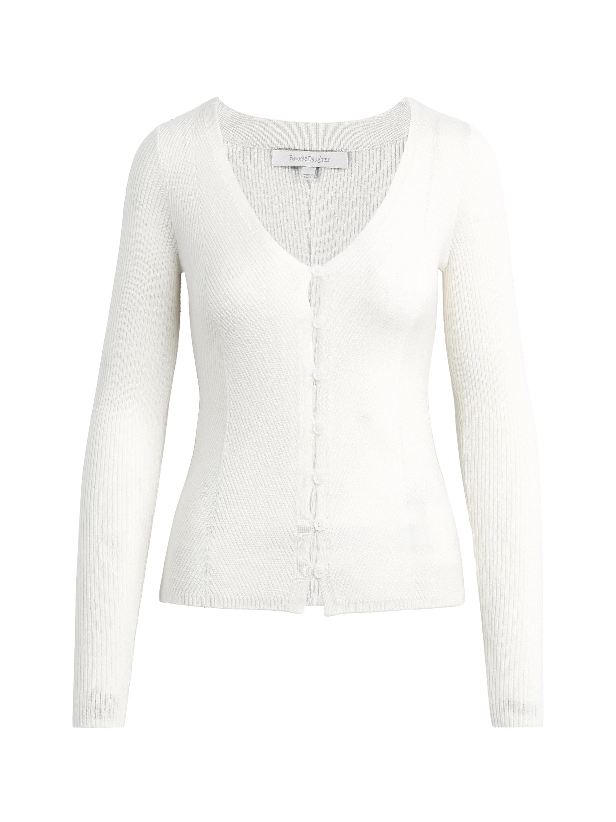 Favorite Daughter Women's Serena Merino Wool Rib-Knit Cardigan - Grey