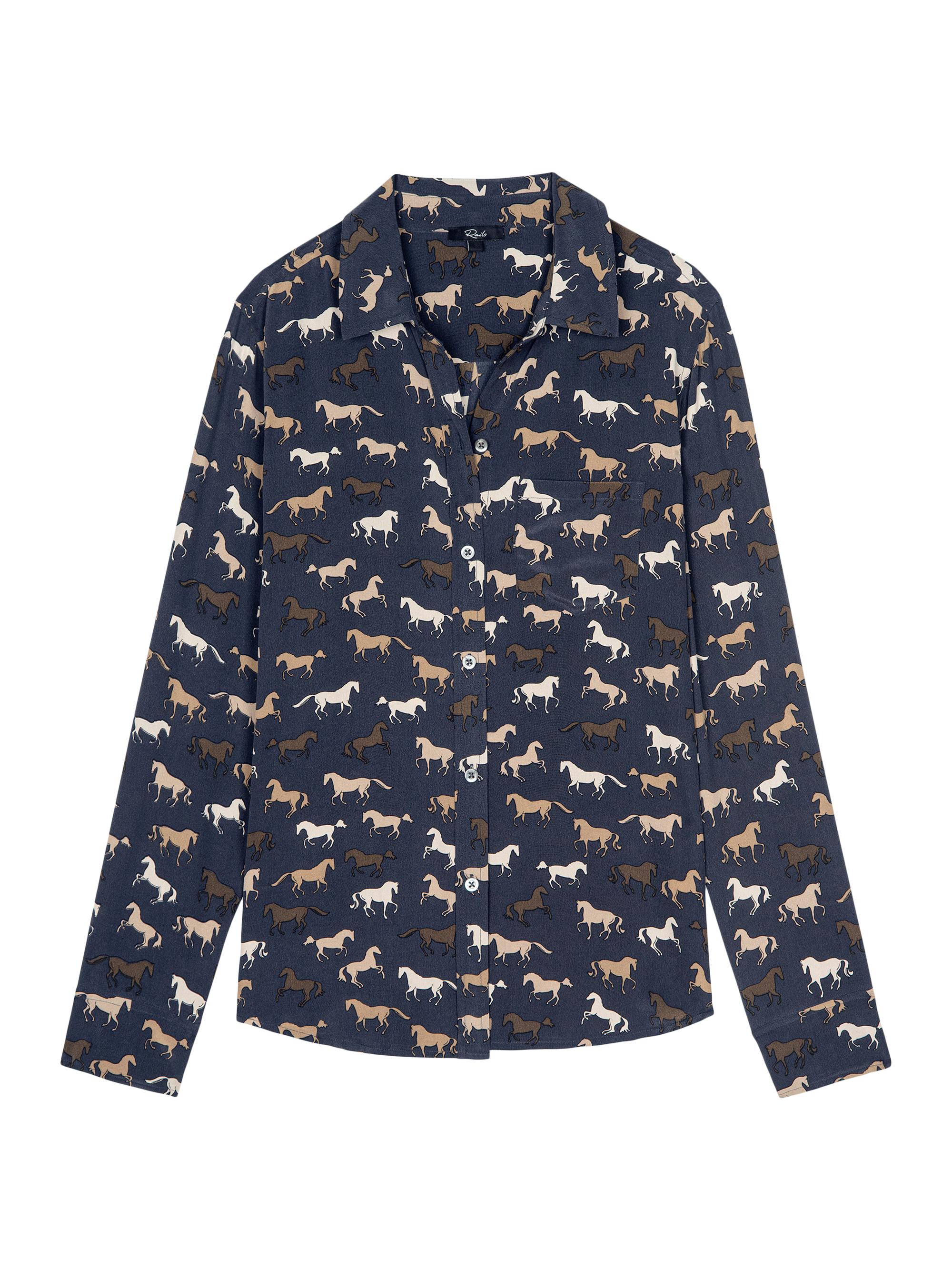 Rails Women's Kate Silk Button-Front Shirt - Horses