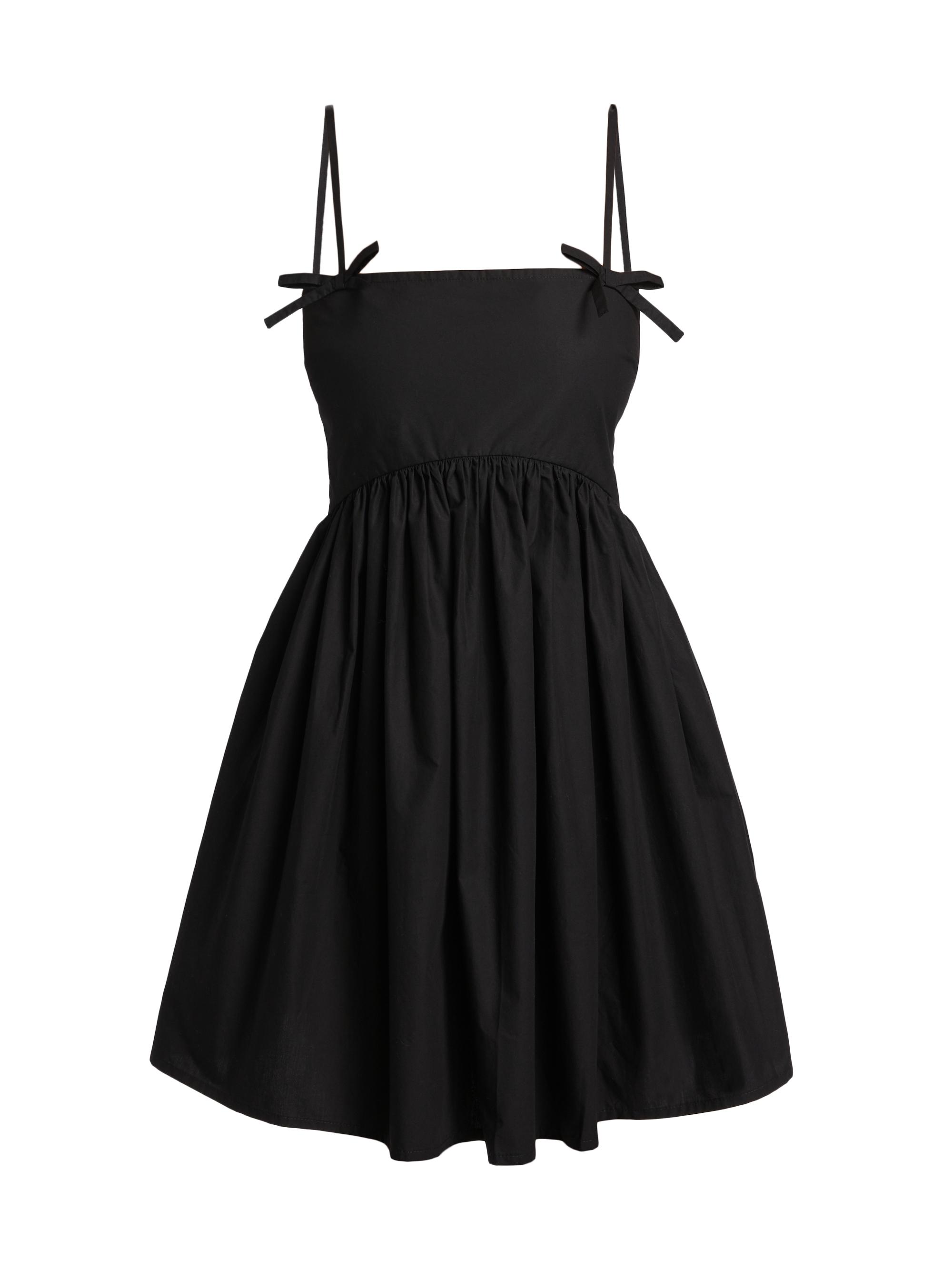 Ganni Women's Cotton Poplin Bow-Accented Minidress - Black