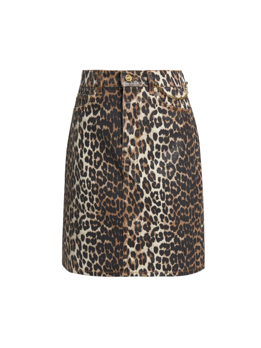 Ganni Foil Animal Print Denim Midi-Skirt | Saks Fifth Avenue