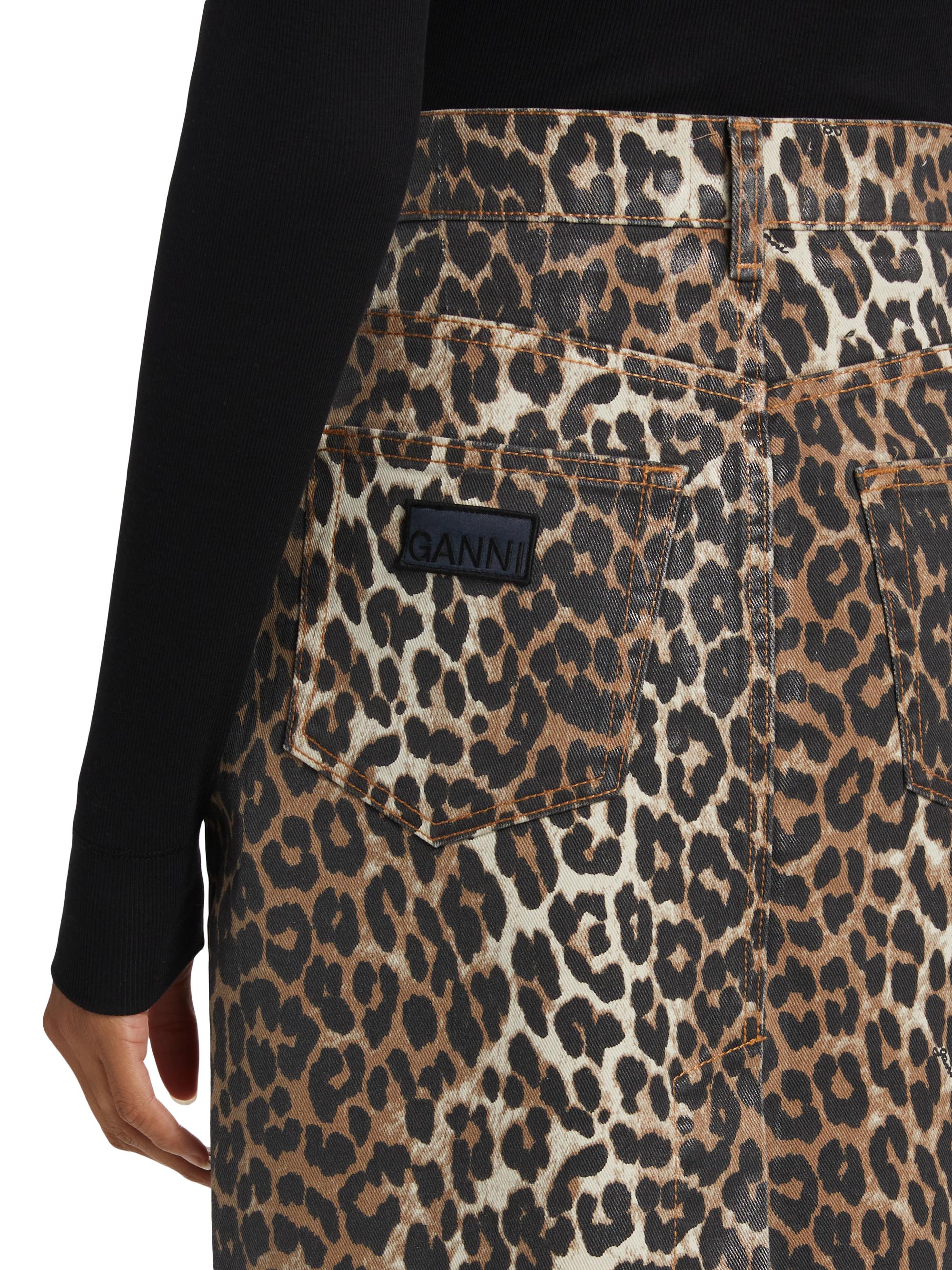 Ganni Foil Animal Print Denim Midi-Skirt | Saks Fifth Avenue