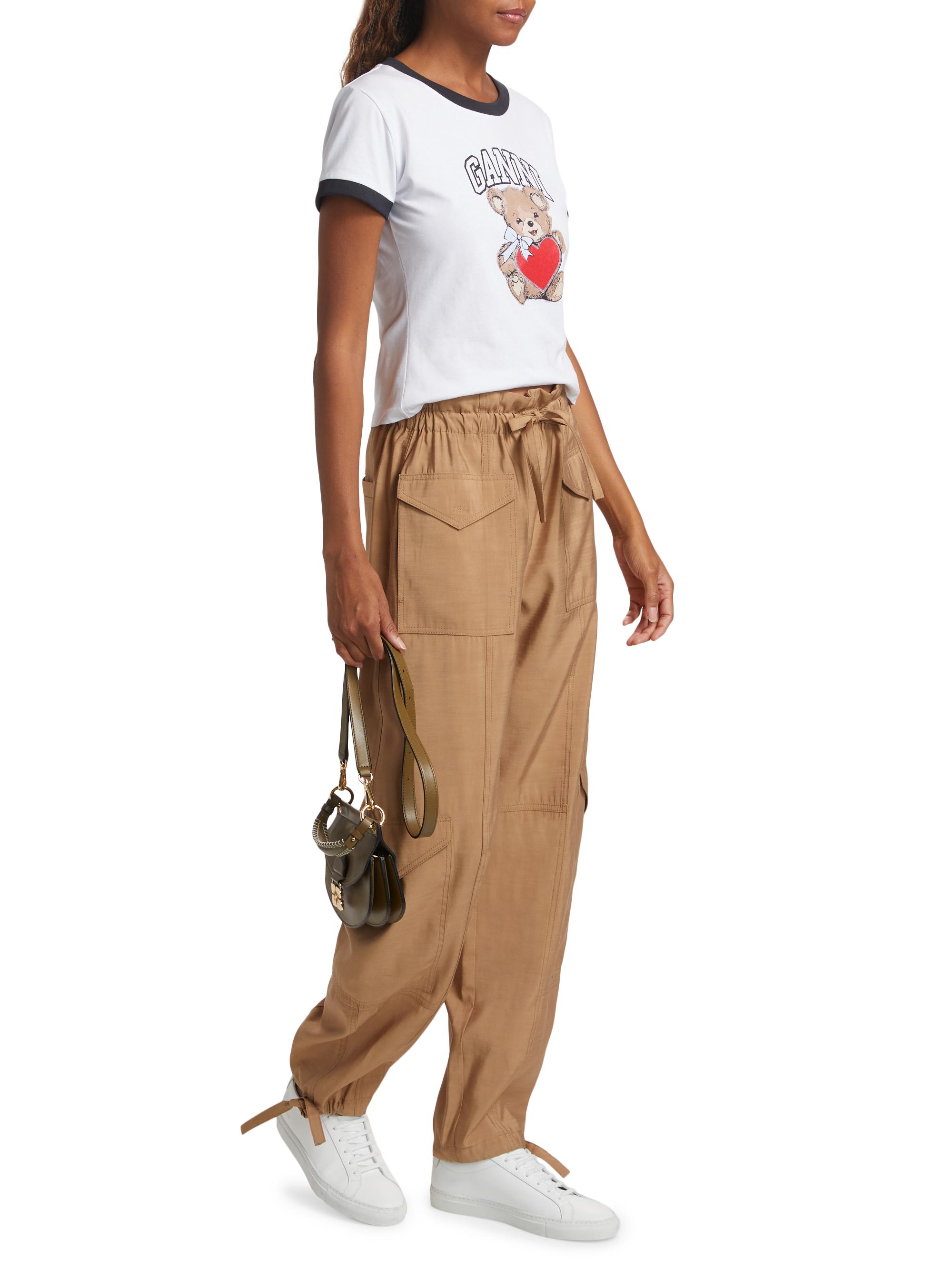 Ganni Slub High-Waist Cargo Pants | Saks Fifth Avenue