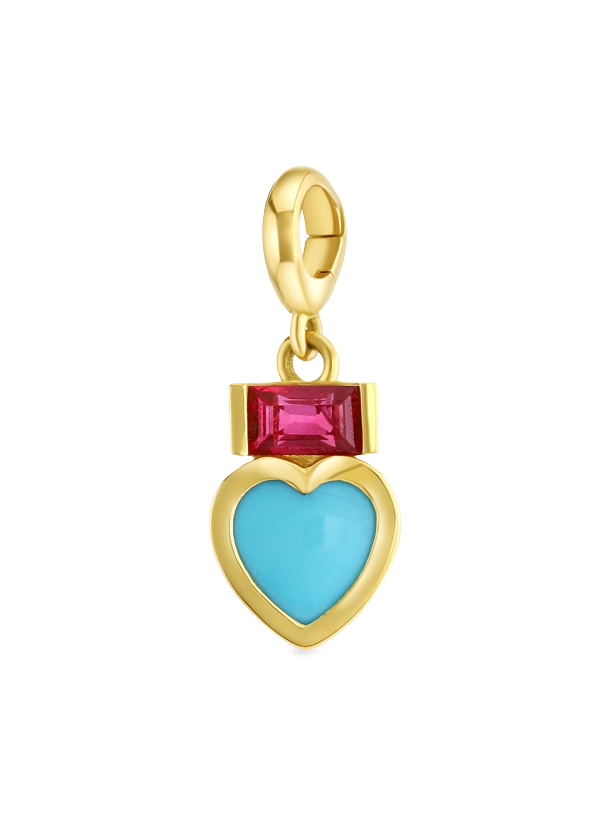 Mazahri Women's Tillya Tepe 18K Yellow Gold, Turquoise & Ruby Charm - Turquoise