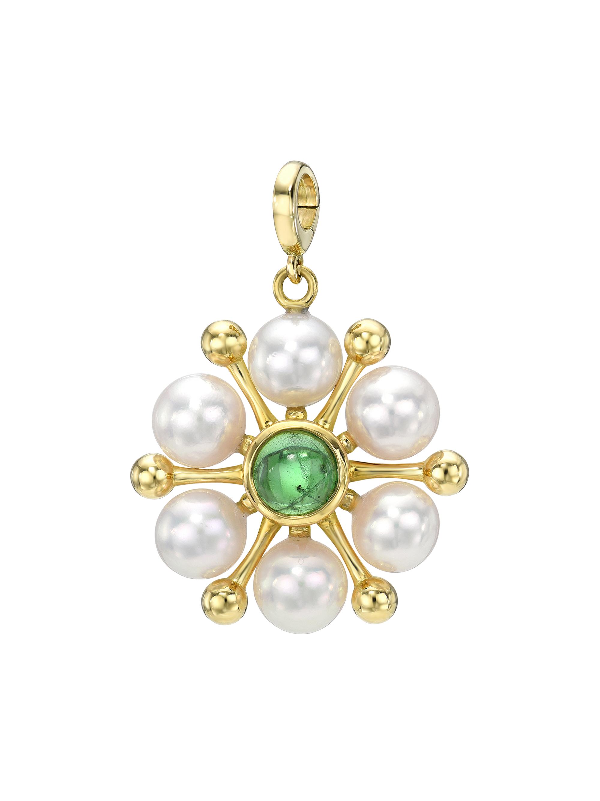 Mazahri Women's The Poets 18K Yellow Gold, Akoya Pearl & Tsavorite Pendant - Tsavorite