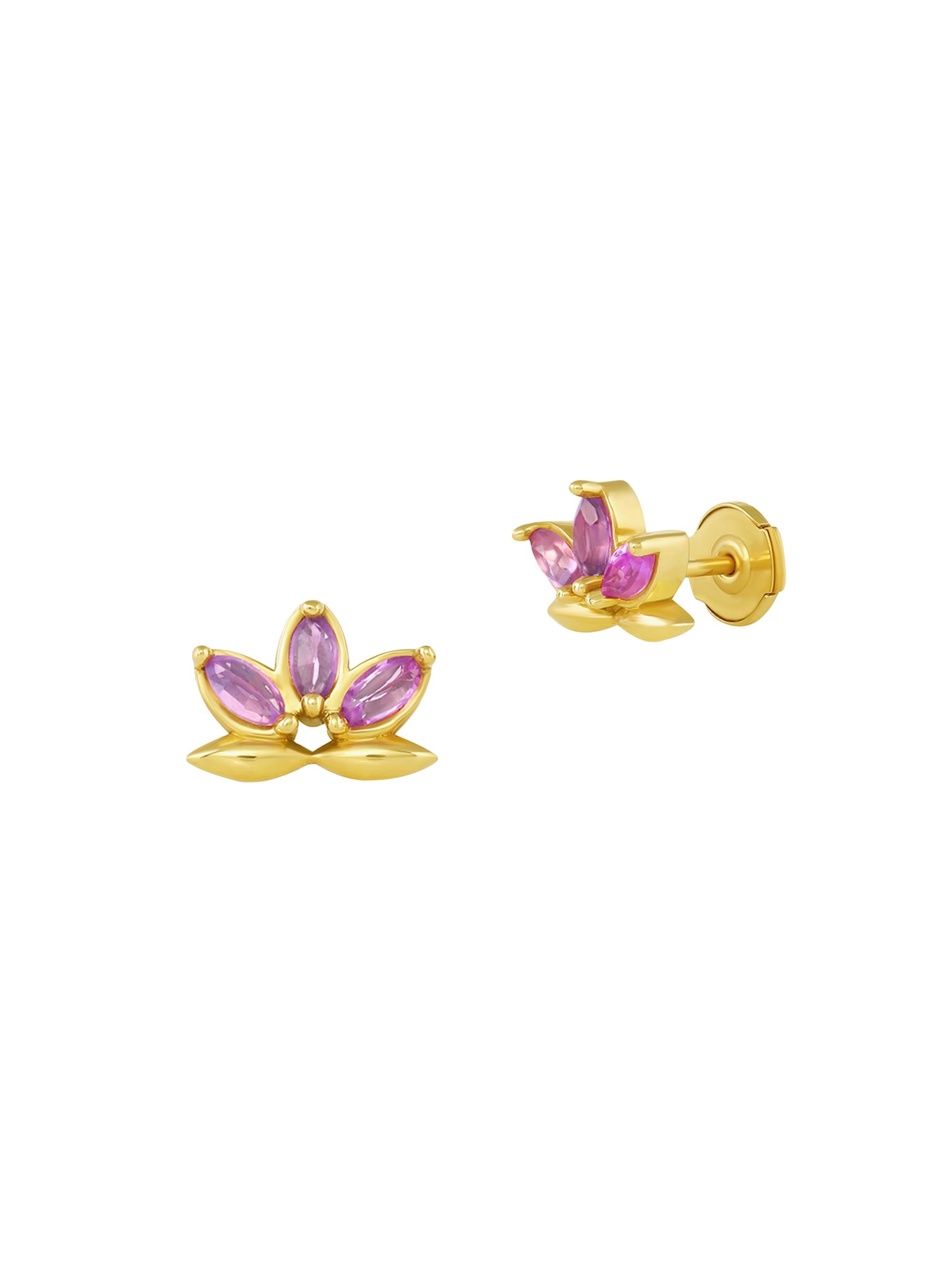 Mazahri Women's Tillya Tepe 18K Yellow Gold & Pink Sapphire Lotus Stud Earrings - Pink Sapphire