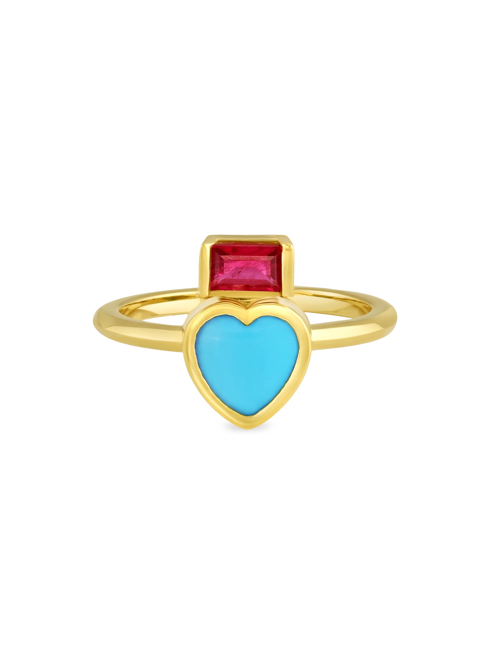 Mazahri Women's Tillya Tepe 18K Yellow Gold, Turquoise & Ruby Ring - Turquoise