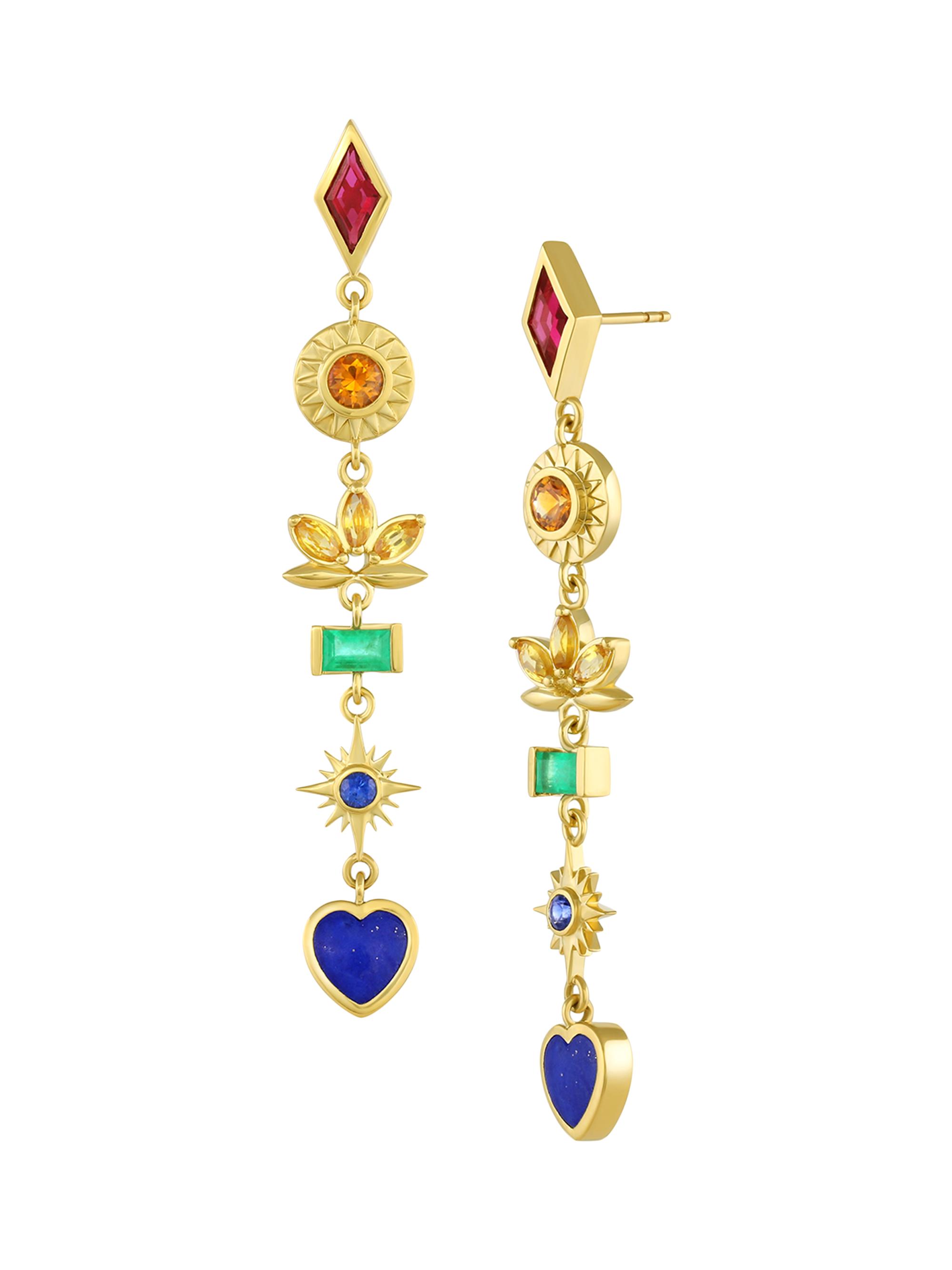 Mazahri Women's Symbology Rainbow Gem Symbol 18K Yellow Gold & Multi-Gemstone Drop Earrings - Gold