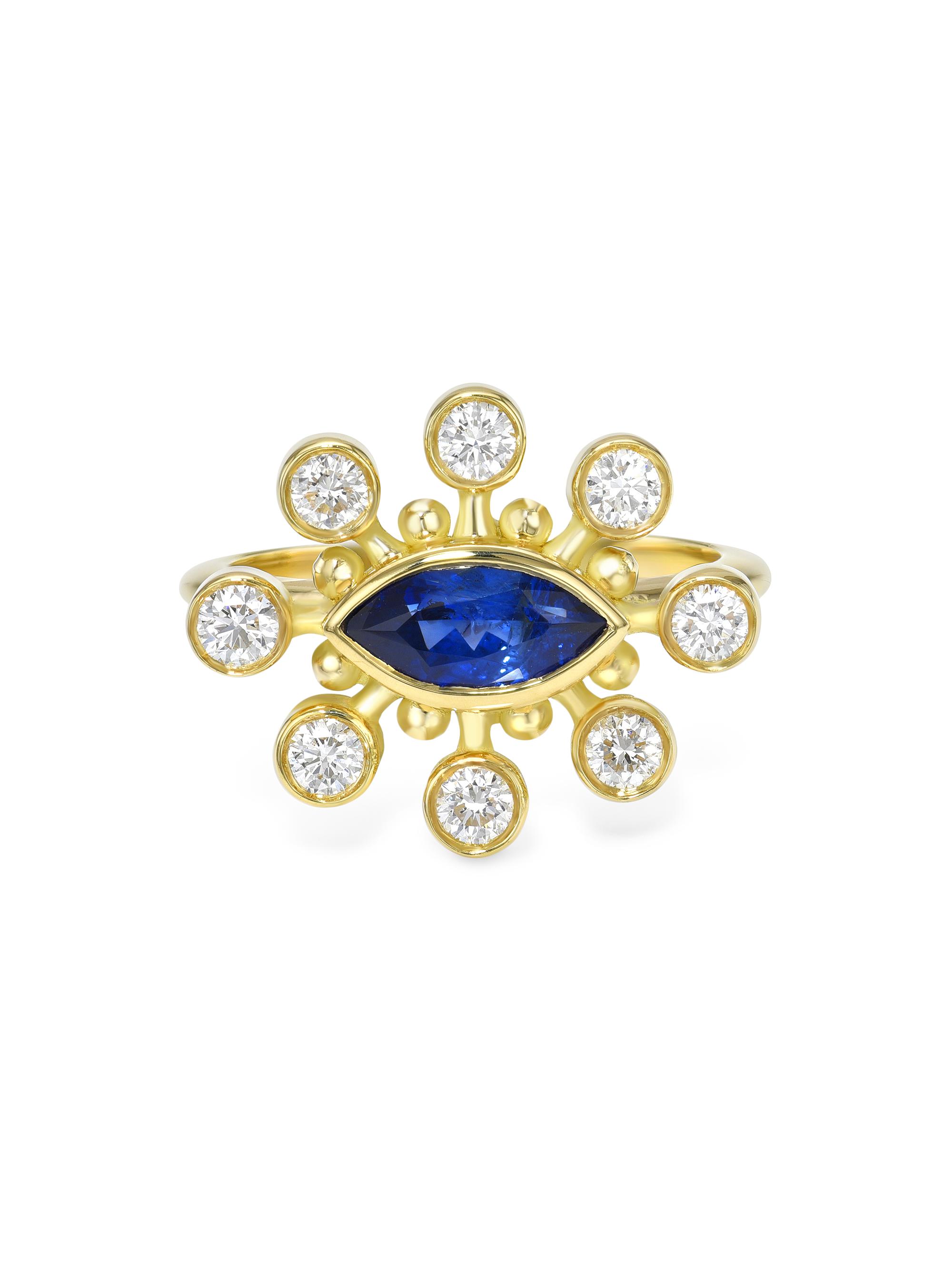 Mazahri Women's Tillya Tepe Eye Cosmos Blue Sapphire & 0.48 TCW Diamond Ring - Blue Sapphire