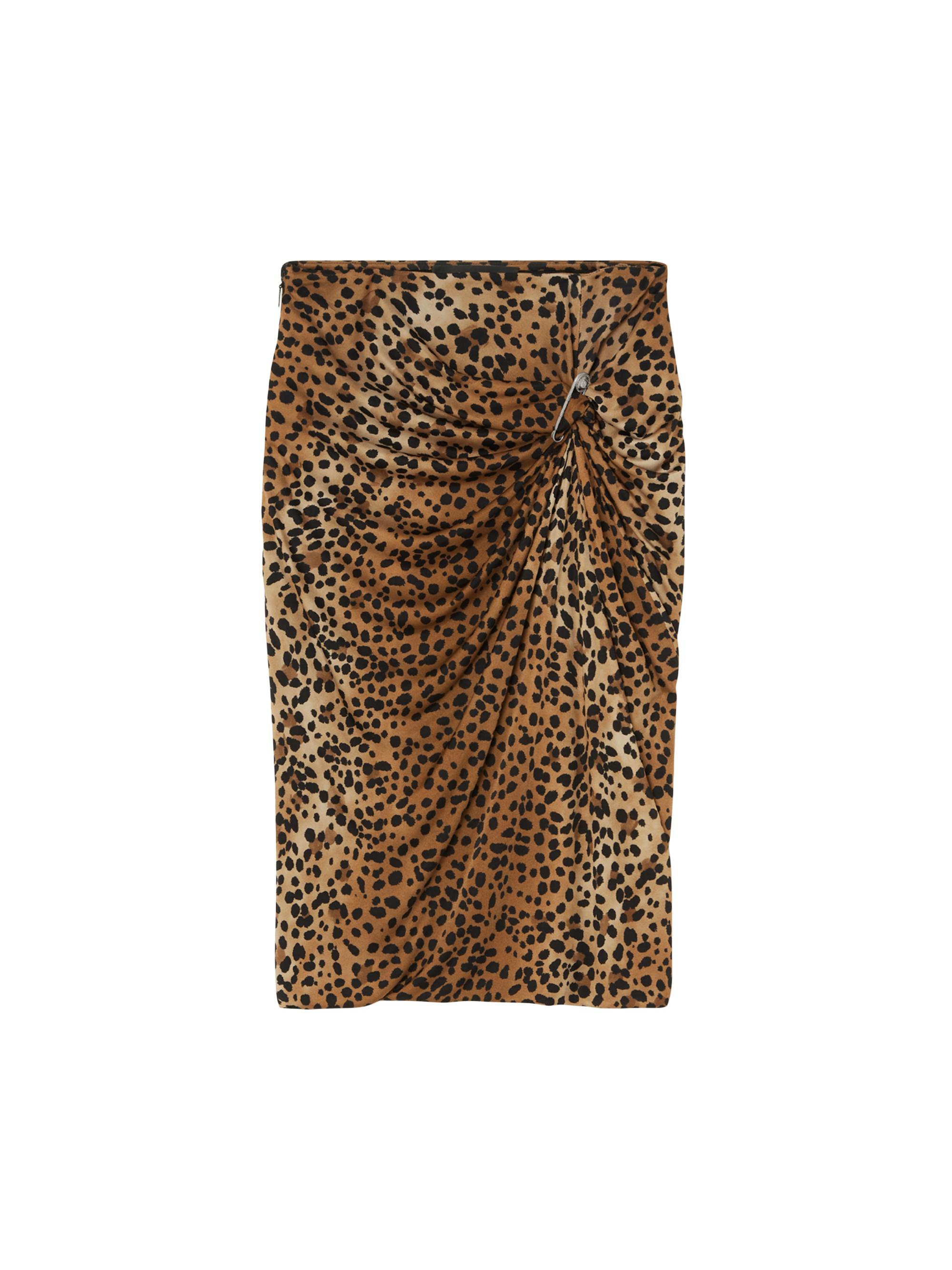 Versace Women's Leopard Liquid Jersey Skirt - Natural Black