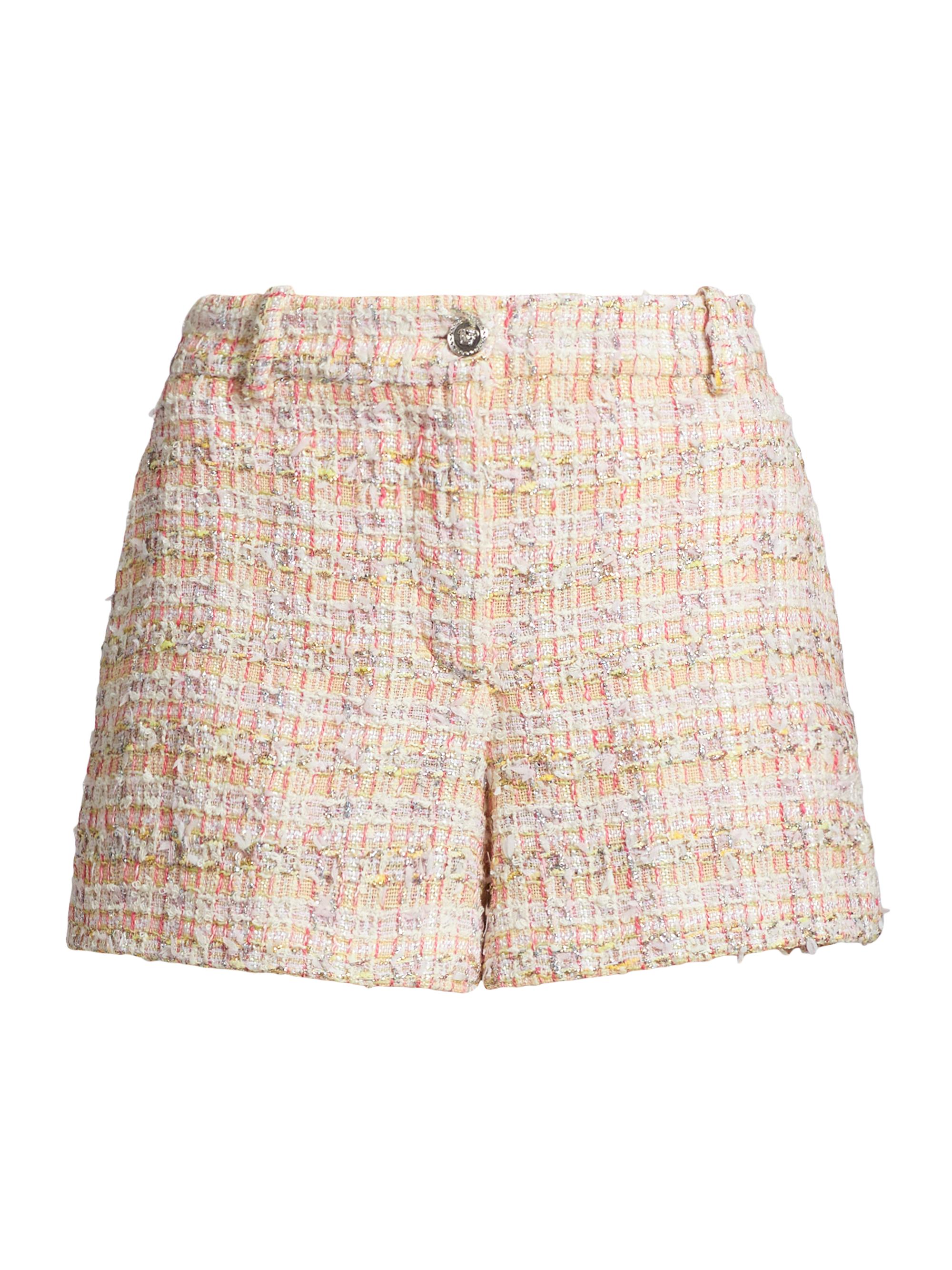 Versace Women's Metallic Tweed Shorts - Pastel Pink White