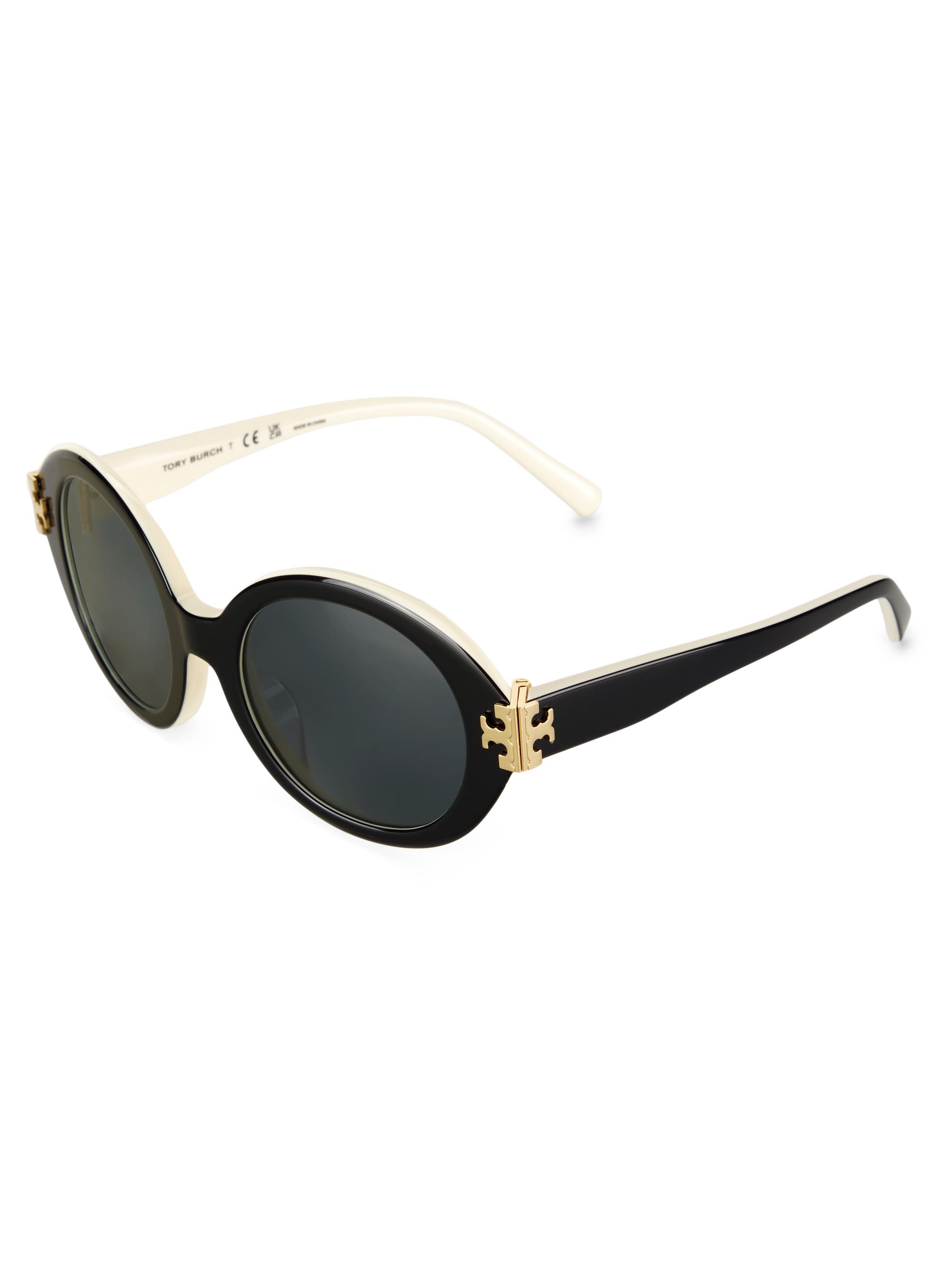 Tory Burch Women's 52MM Oval Sunglasses - Dark Grey Black