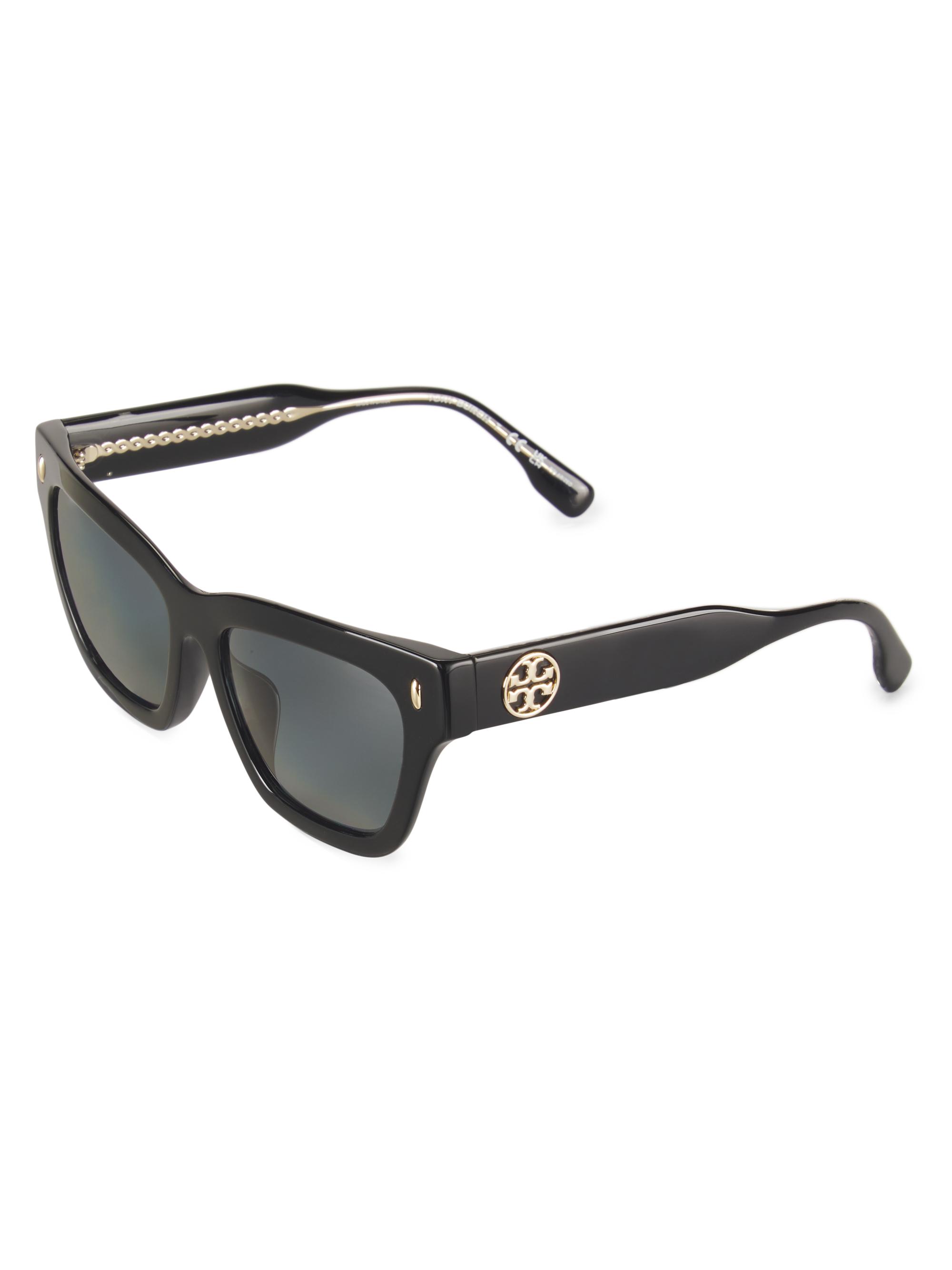 Tory Burch Women's 54MM Rectangular Sunglasses - Dark Grey Black | Thumbnail 4