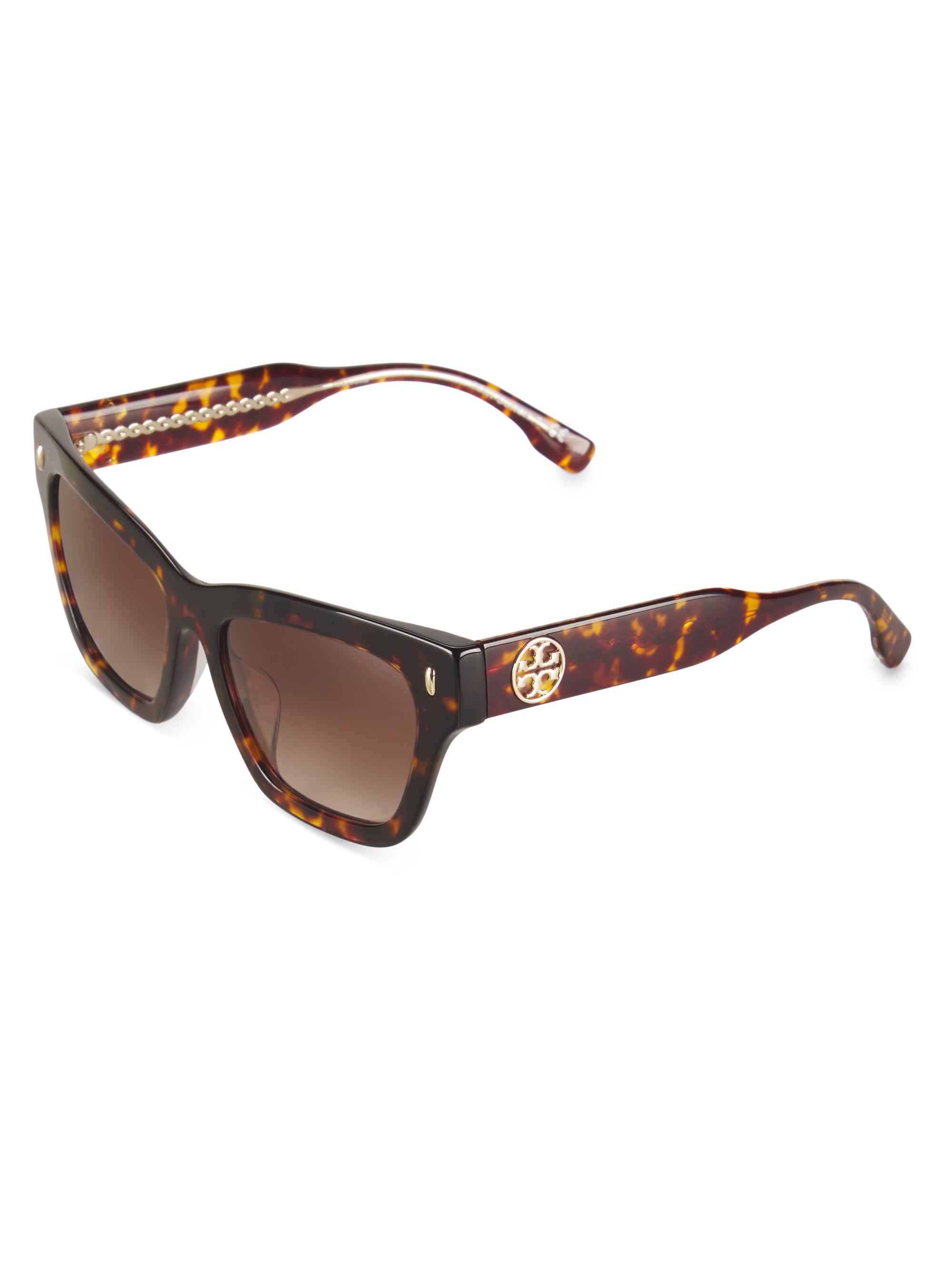 Tory Burch Women's 54MM Rectangular Sunglasses - Gradient Brown Havana