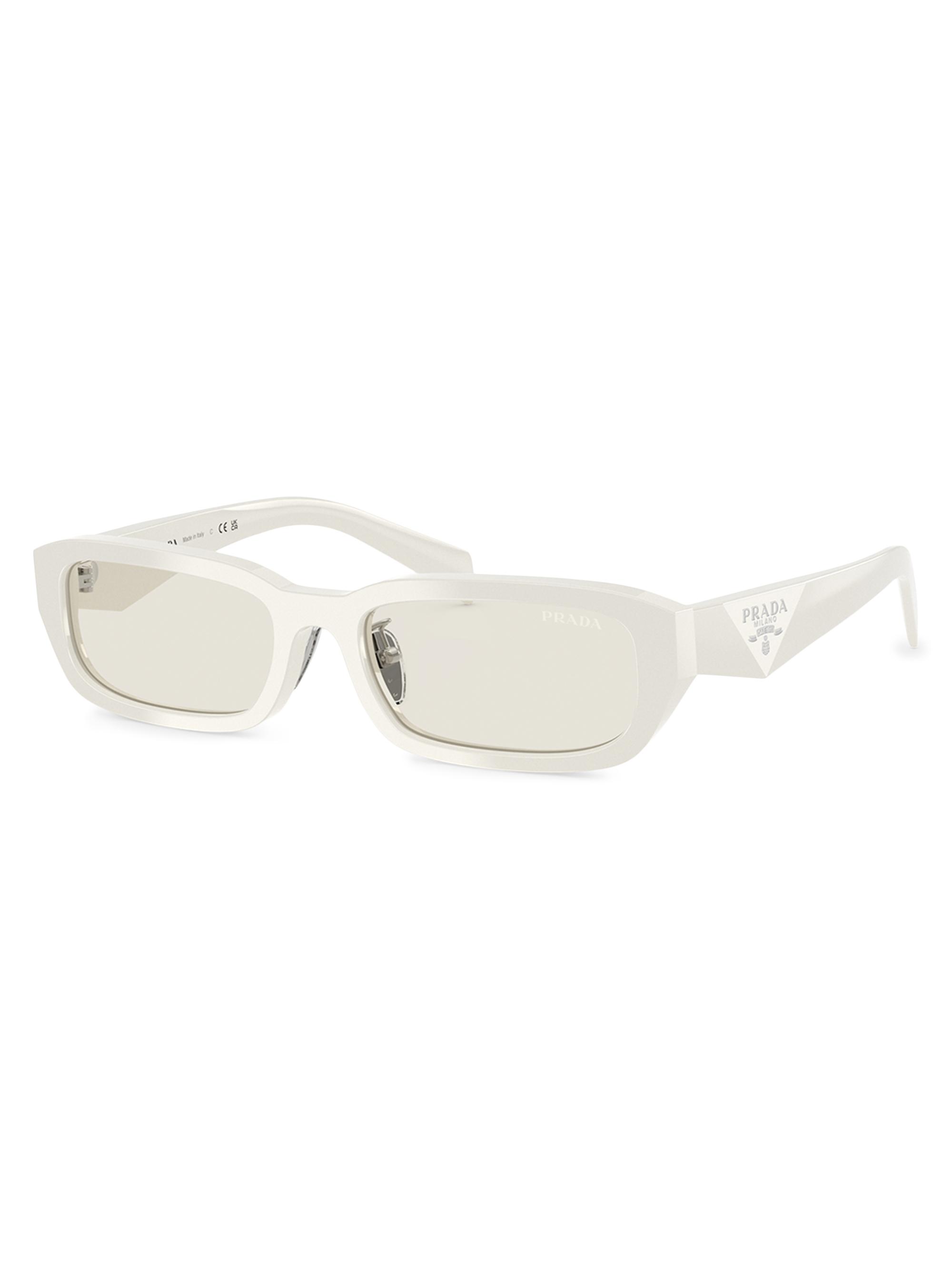 Prada Women's 53MM Rectangular Sunglasses - White Metallic