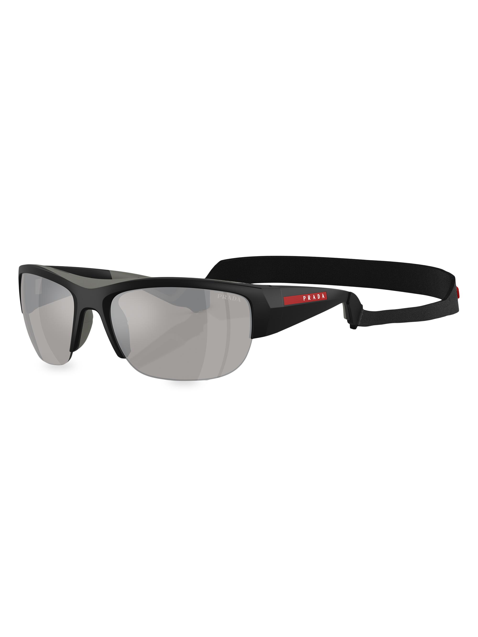 Prada Men's Pillow 69MM Sunglasses - Grey Mirror