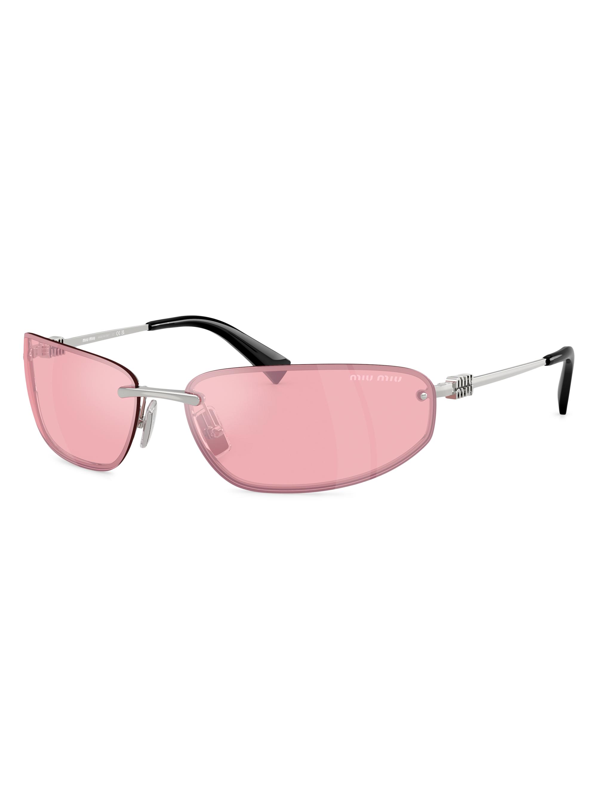 Miu Miu Women's 69MM Shield Sunglasses - Pink Silver