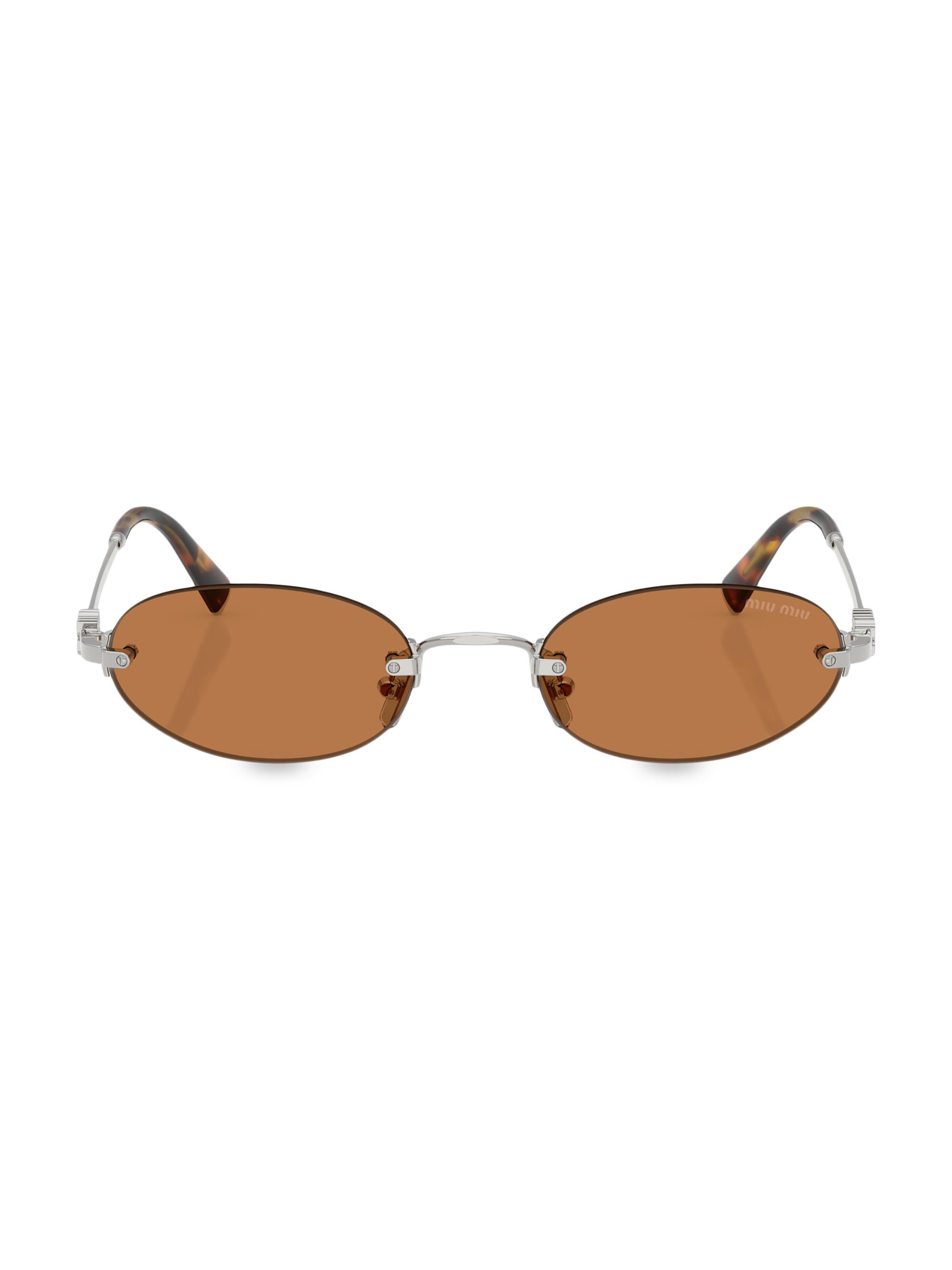 Miu Miu Women's 51MM Oval Sunglasses - Silver Brown