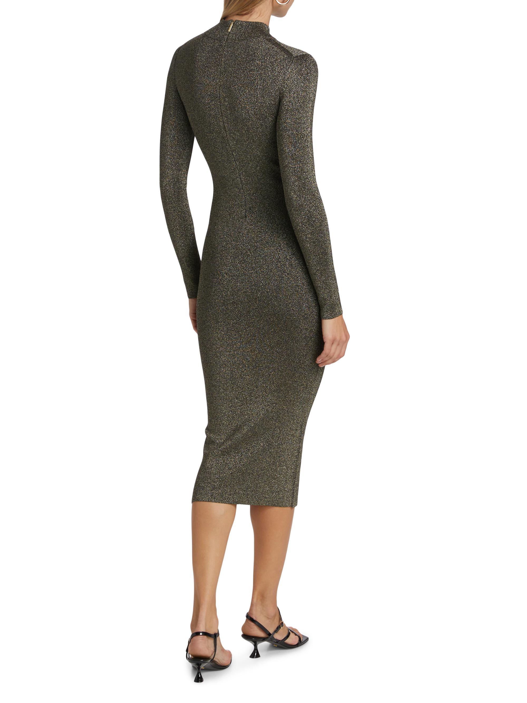 metallic turtleneck dress Metallic Cutout Turtleneck Dress  I Too Fashion