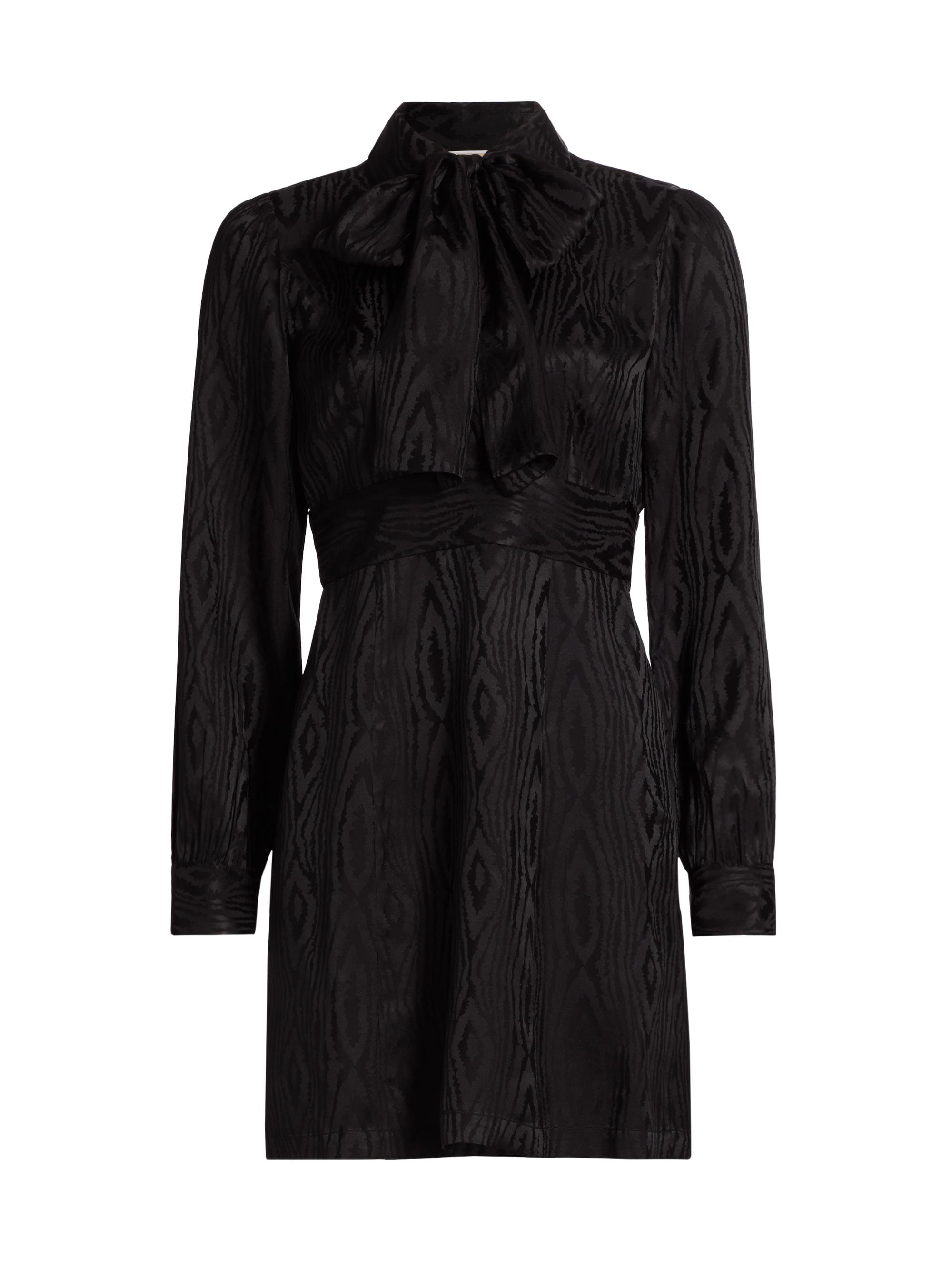 MICHAEL Michael Kors Women's Moiré Tieneck Minidress - Black