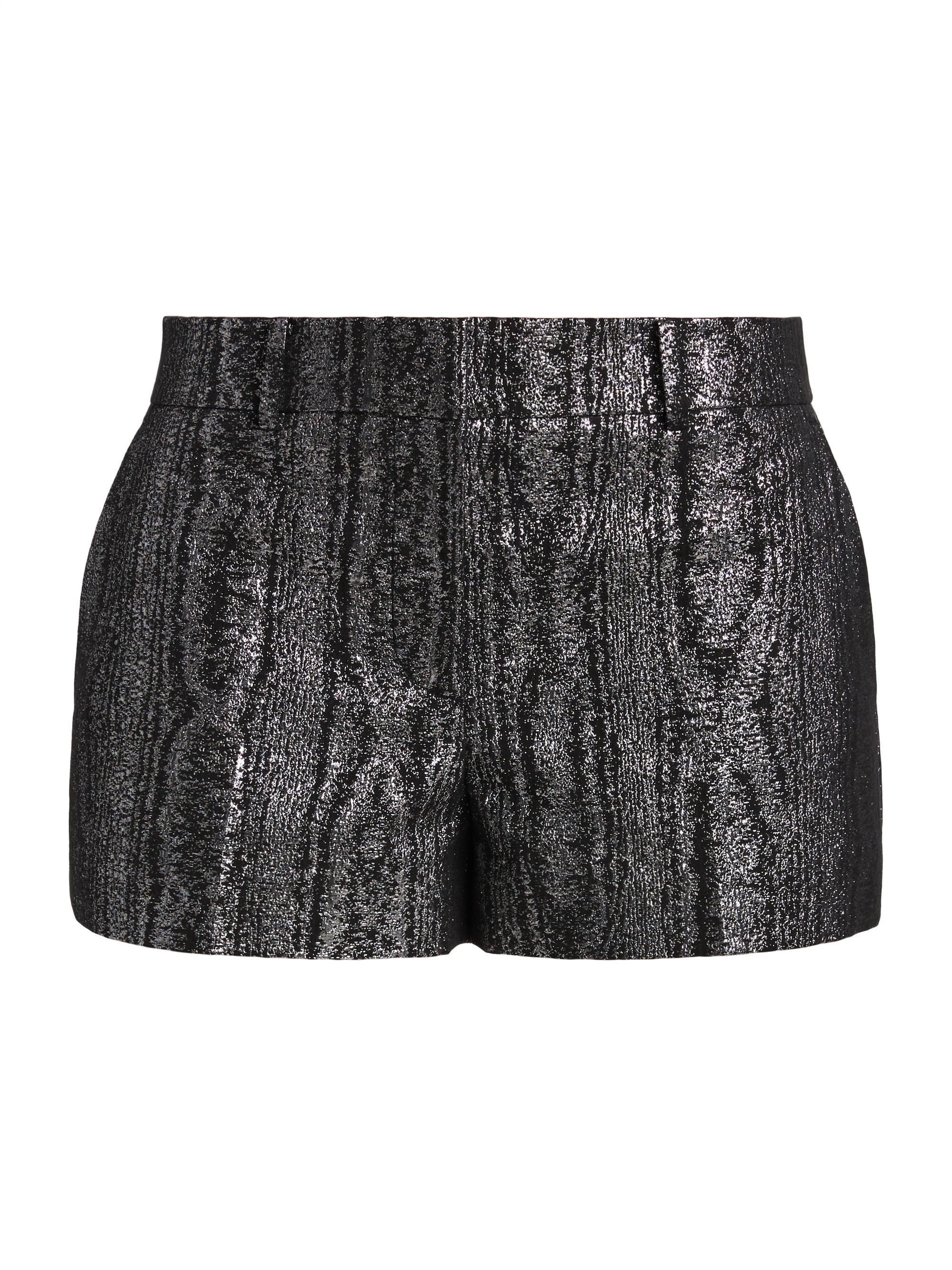 MICHAEL Michael Kors Women's Metallic Cotton-Blend Shorts - Black Silver