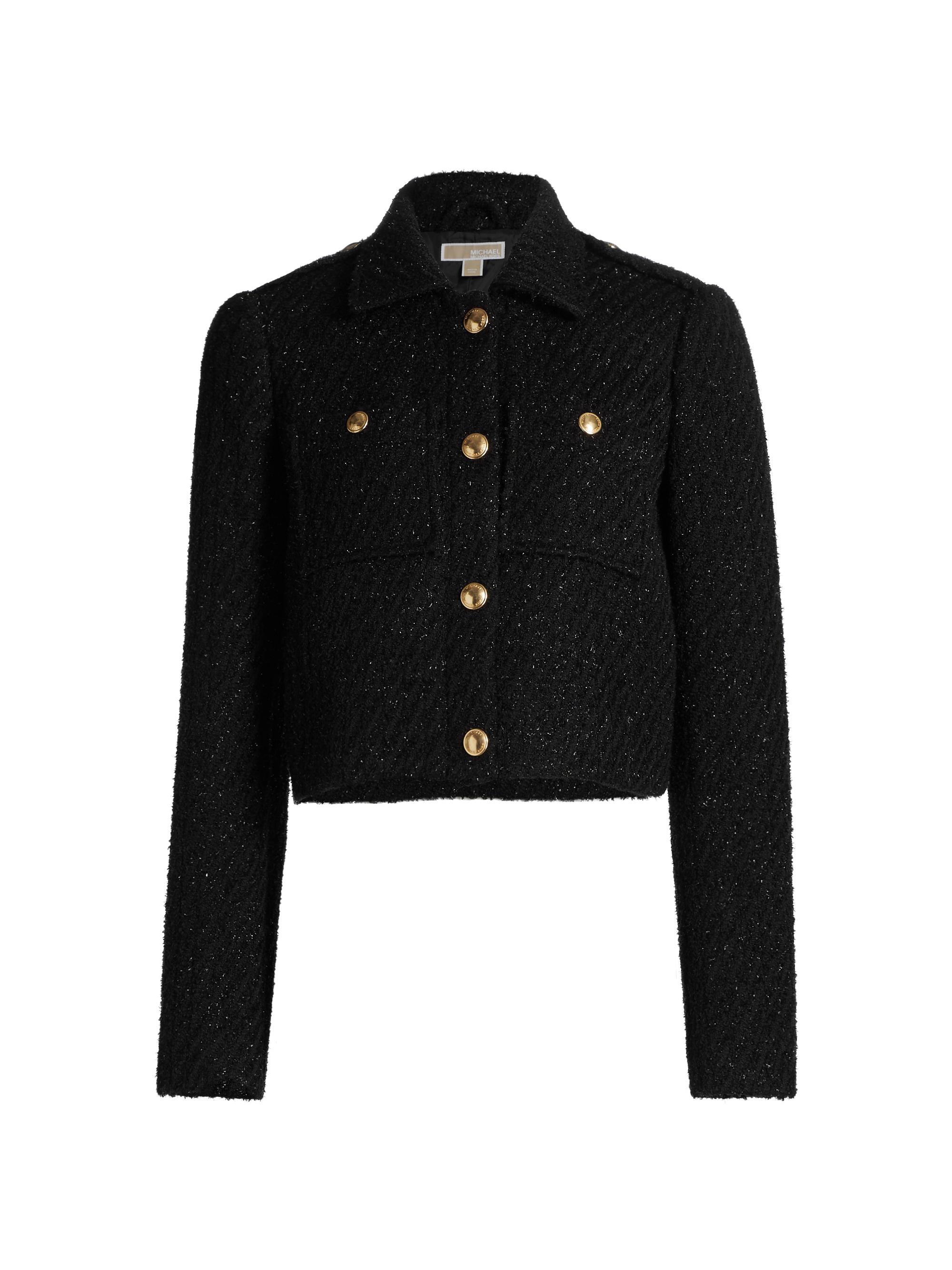 THE TOE TWEED JACKET ブラック THE TOE TWEED JACKET ブラック Women's Tweed Cropped Jacket in