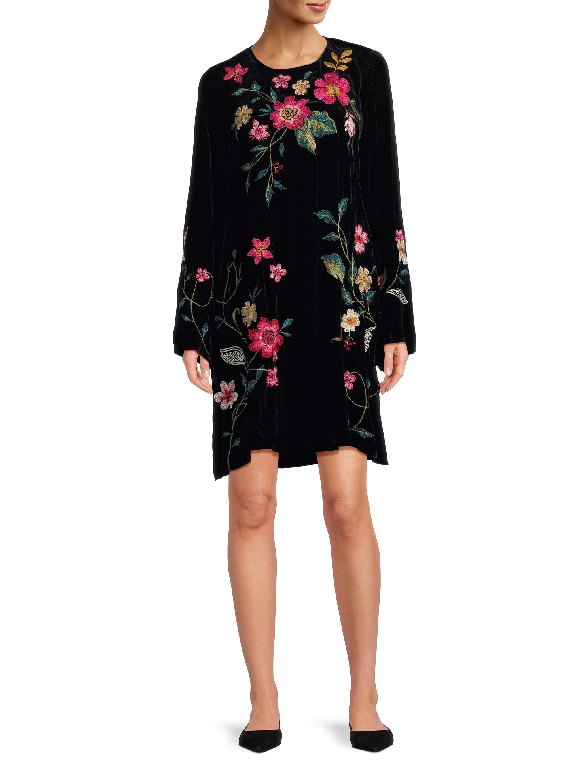 Johnny Was Rhoda Embroidered Velvet Midi-Dress Saks Fifth Avenue