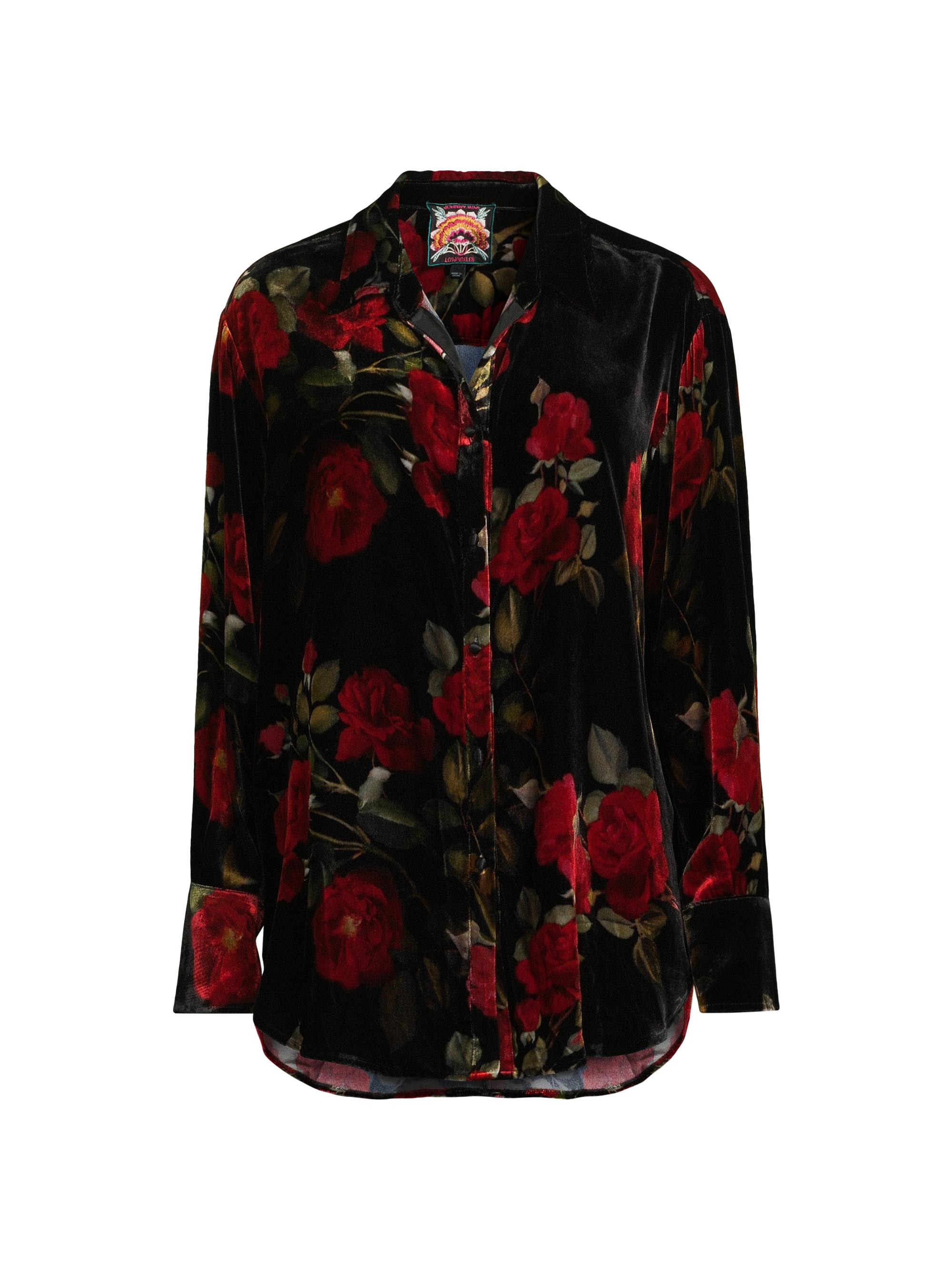 Johnny Was Women's Rosana Floral Velvet Button-Front Shirt - Rosana