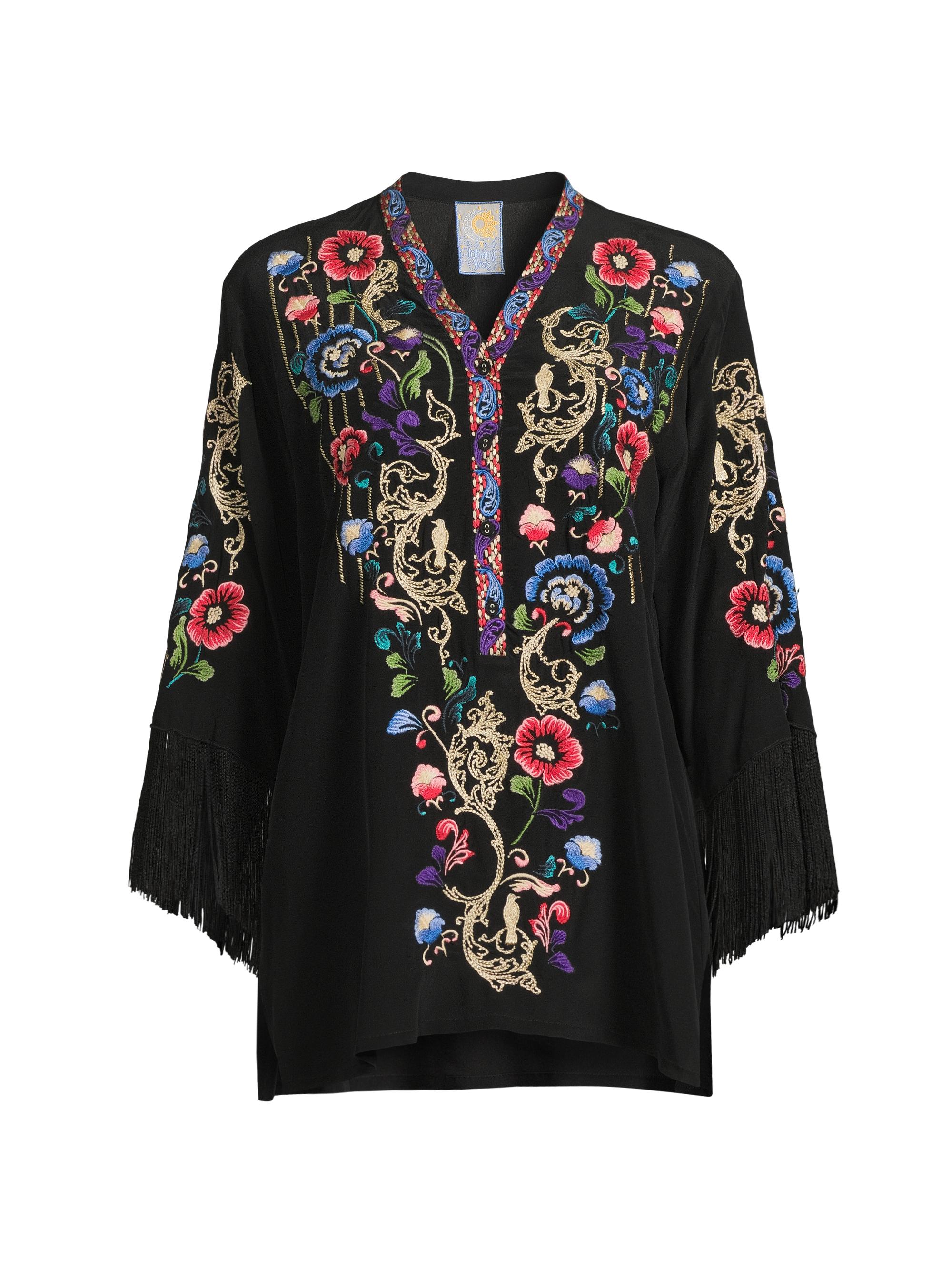 Johnny Was Women's Bahia Silk Tunic - Black