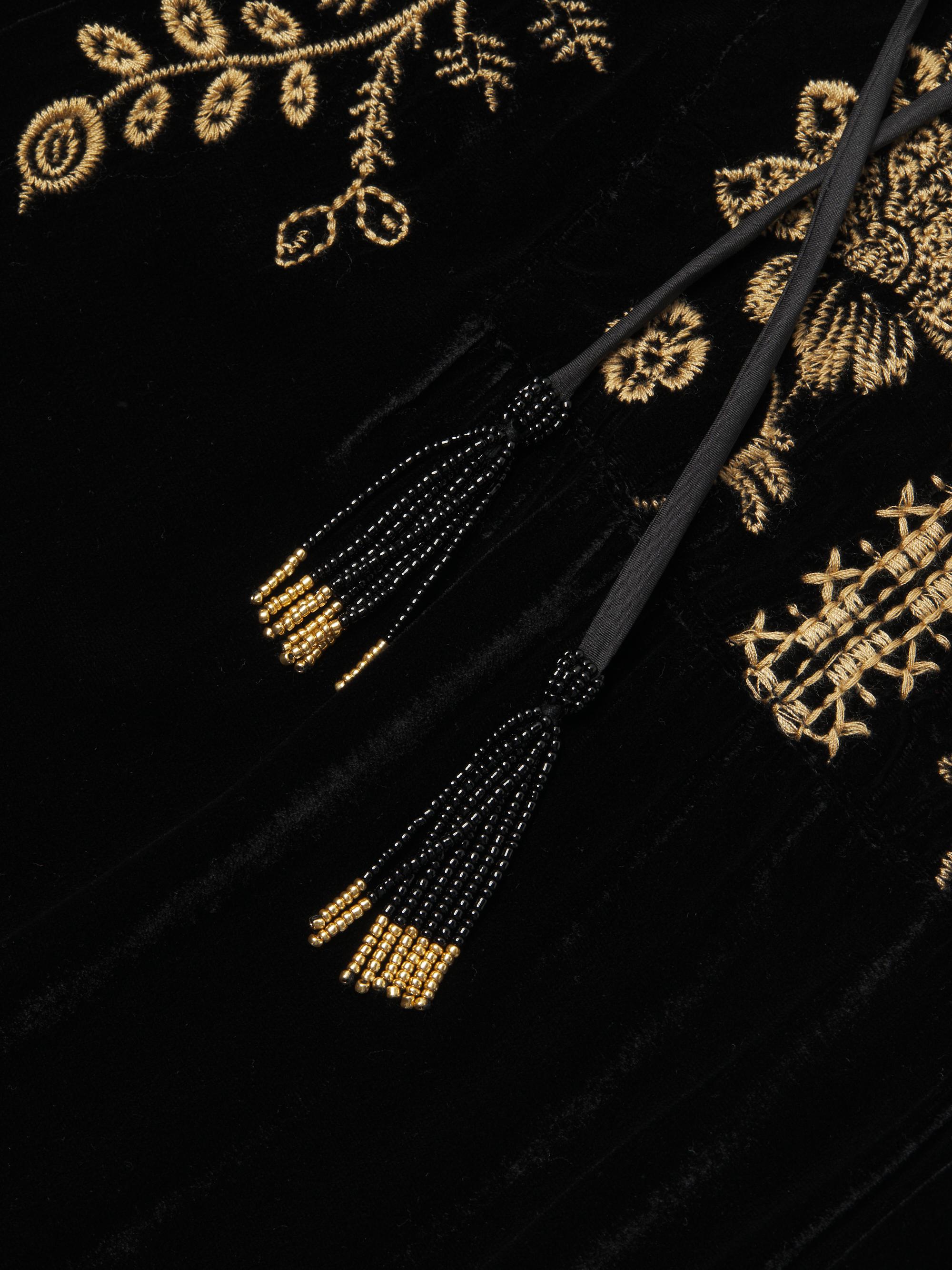 Johnny Was Naomi Embroidered Velvet Tieneck Blouse | Saks Fifth Avenue