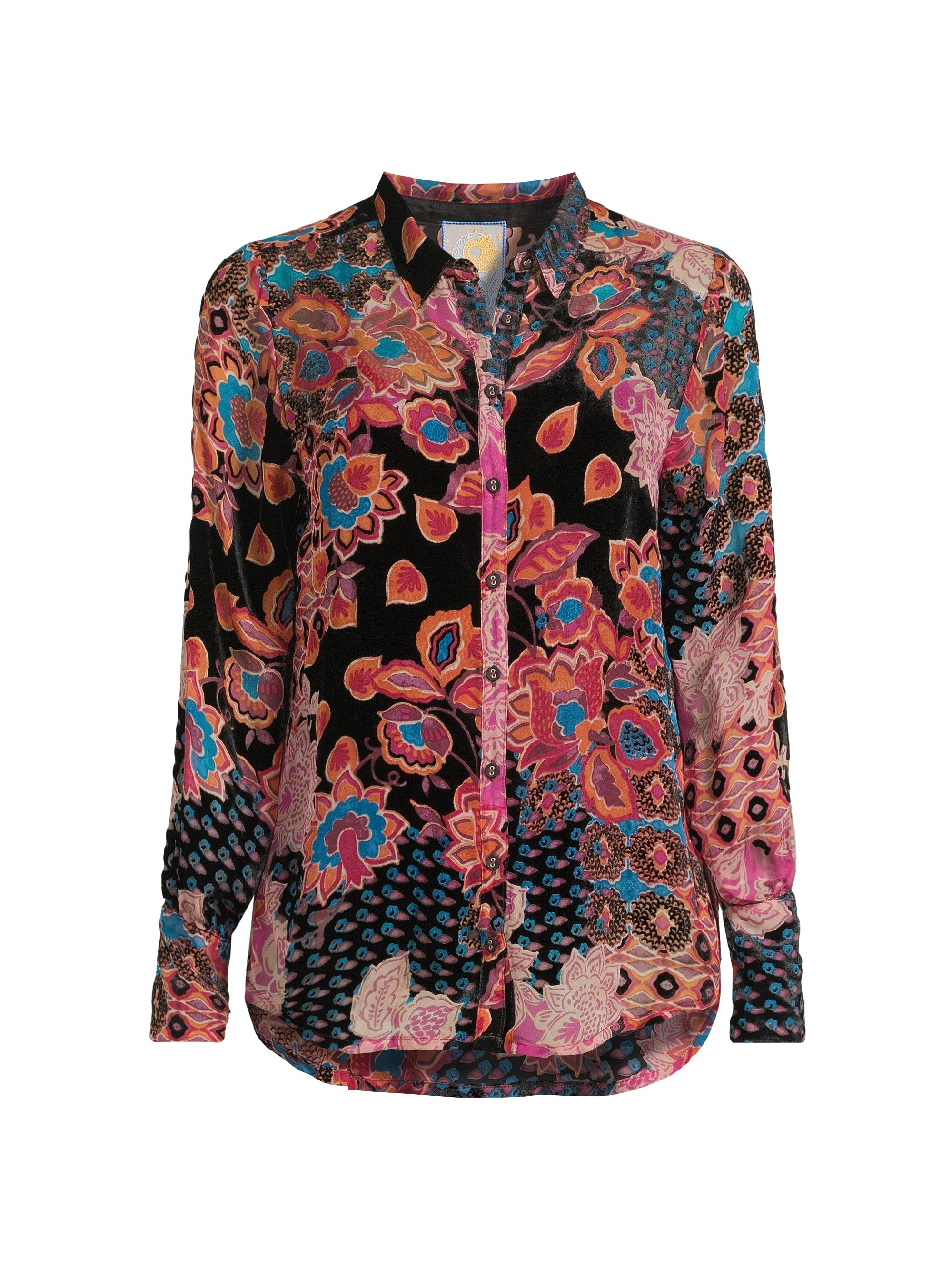 Johnny Was Women's Yrene Burnout Blouse - Alvarado Burnout