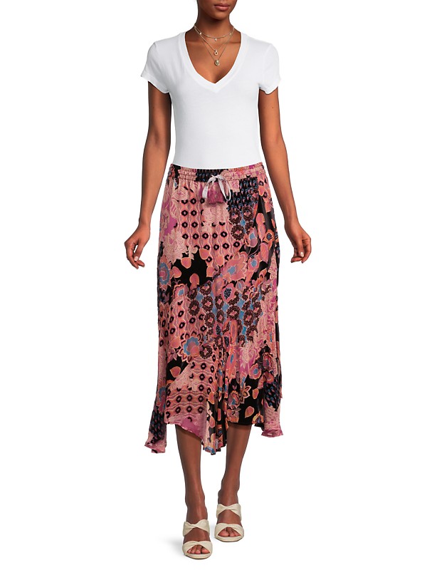 Shop Johnny Was Chamylla Burnout Midi-Skirt | Saks Fifth Avenue Shop Johnny Was Chamylla Burnout Midi-Skirt | Saks Fifth Avenue