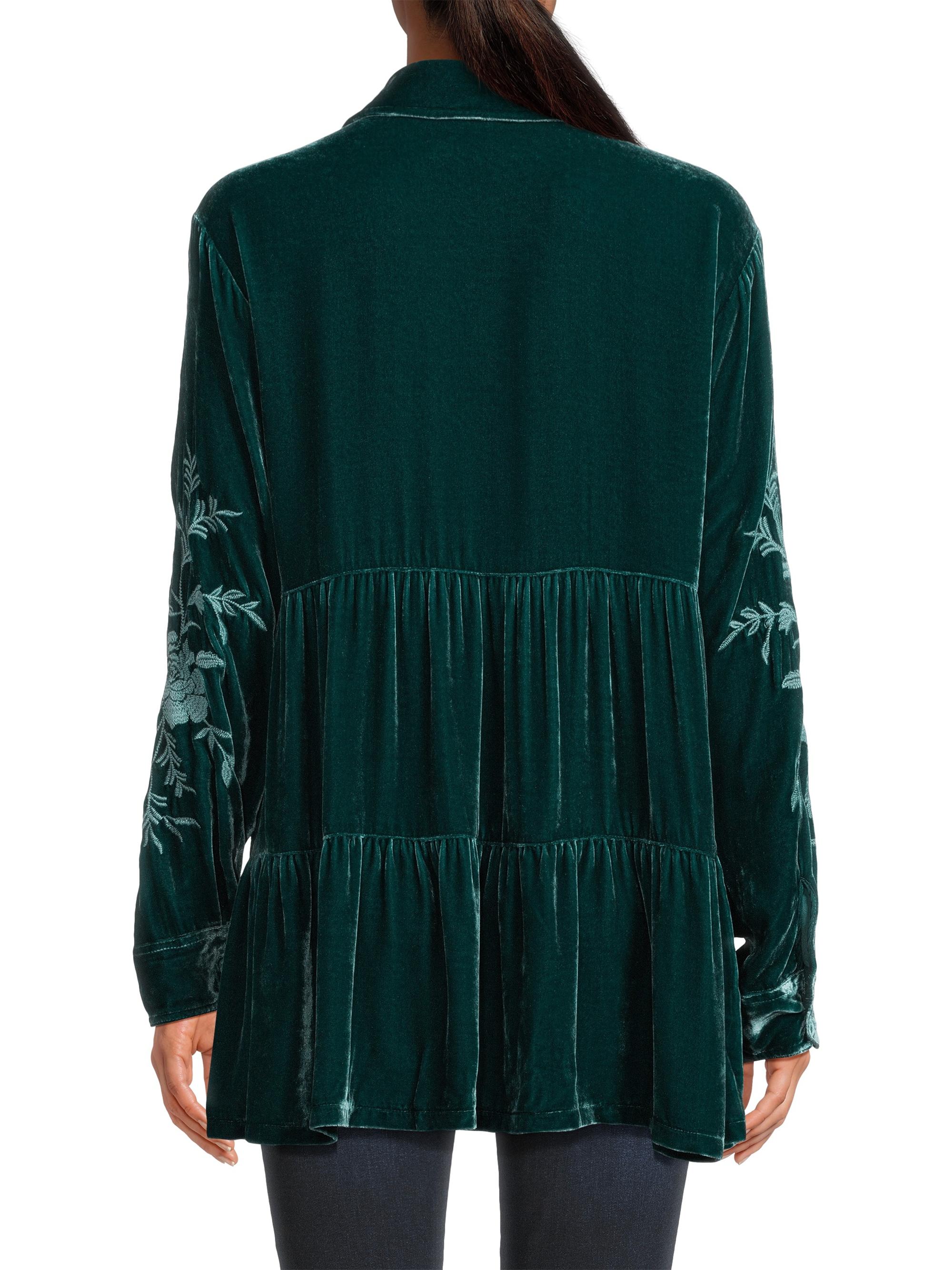 Johnny Was Lenon Embroidered Velvet Tiered Tunic | Saks Fifth Avenue